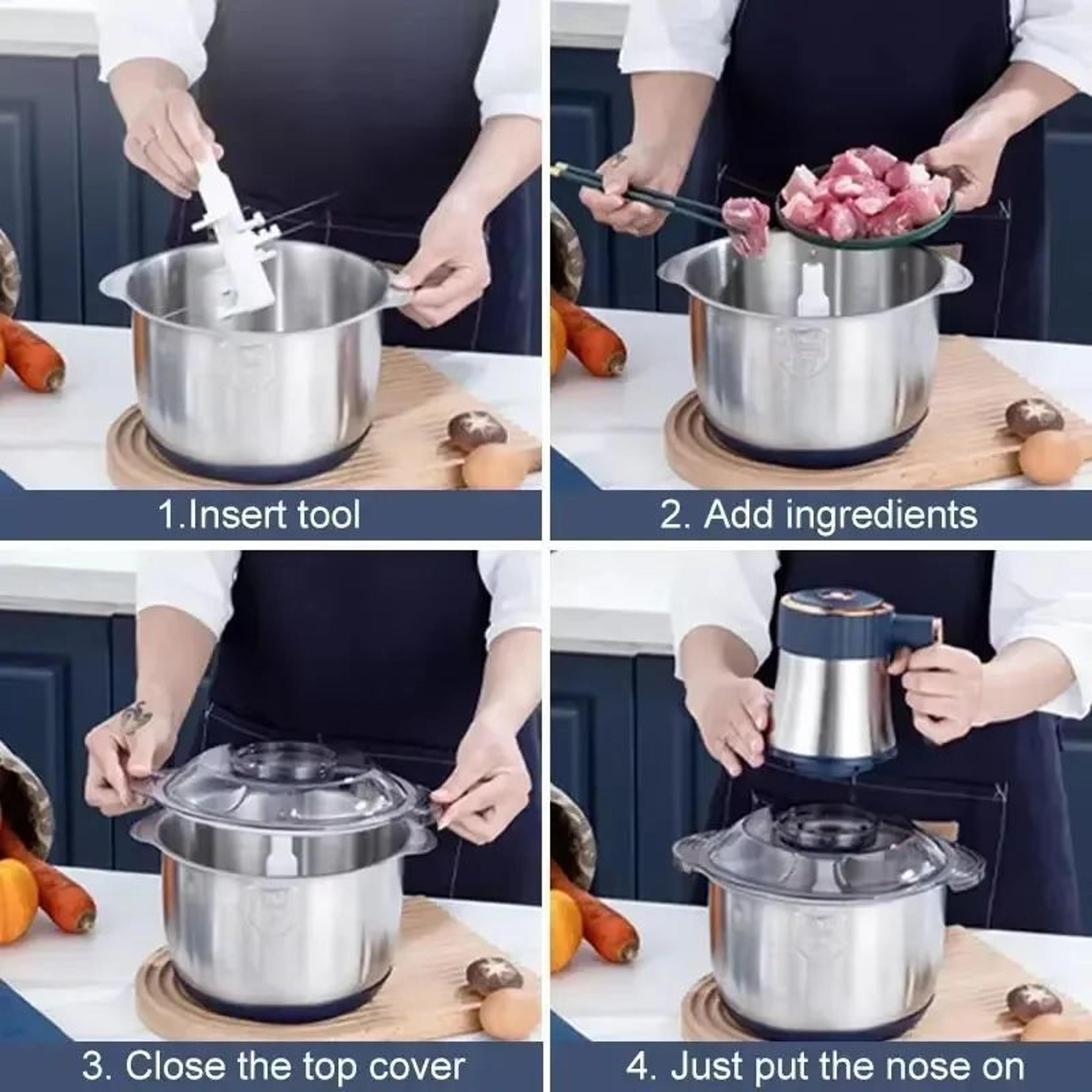 Electric Meat Grinder And Vegetable Chopper With Qt Stainless Steel Bowl 6