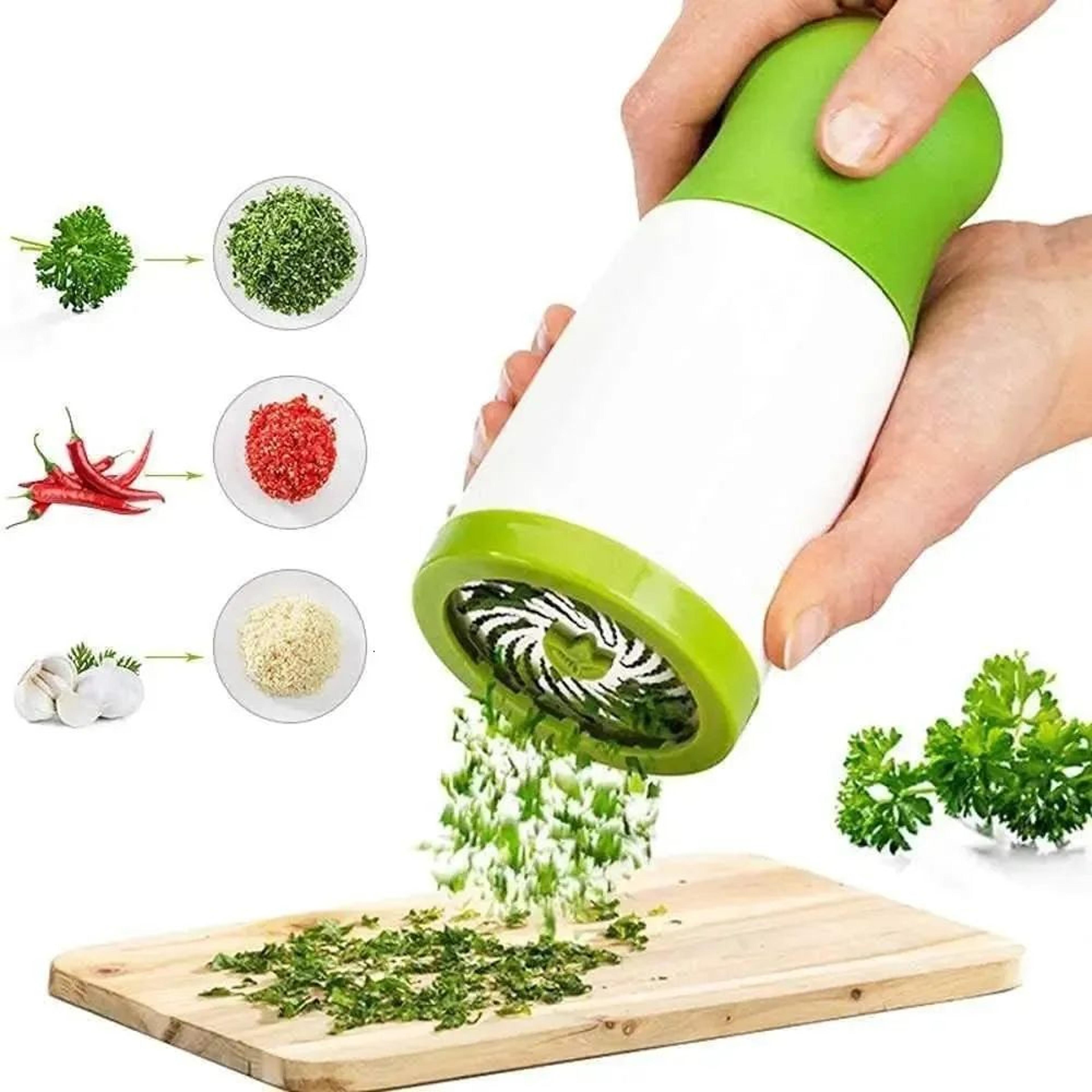 stainless steel herb grinder and vegetable chopper with handheld design