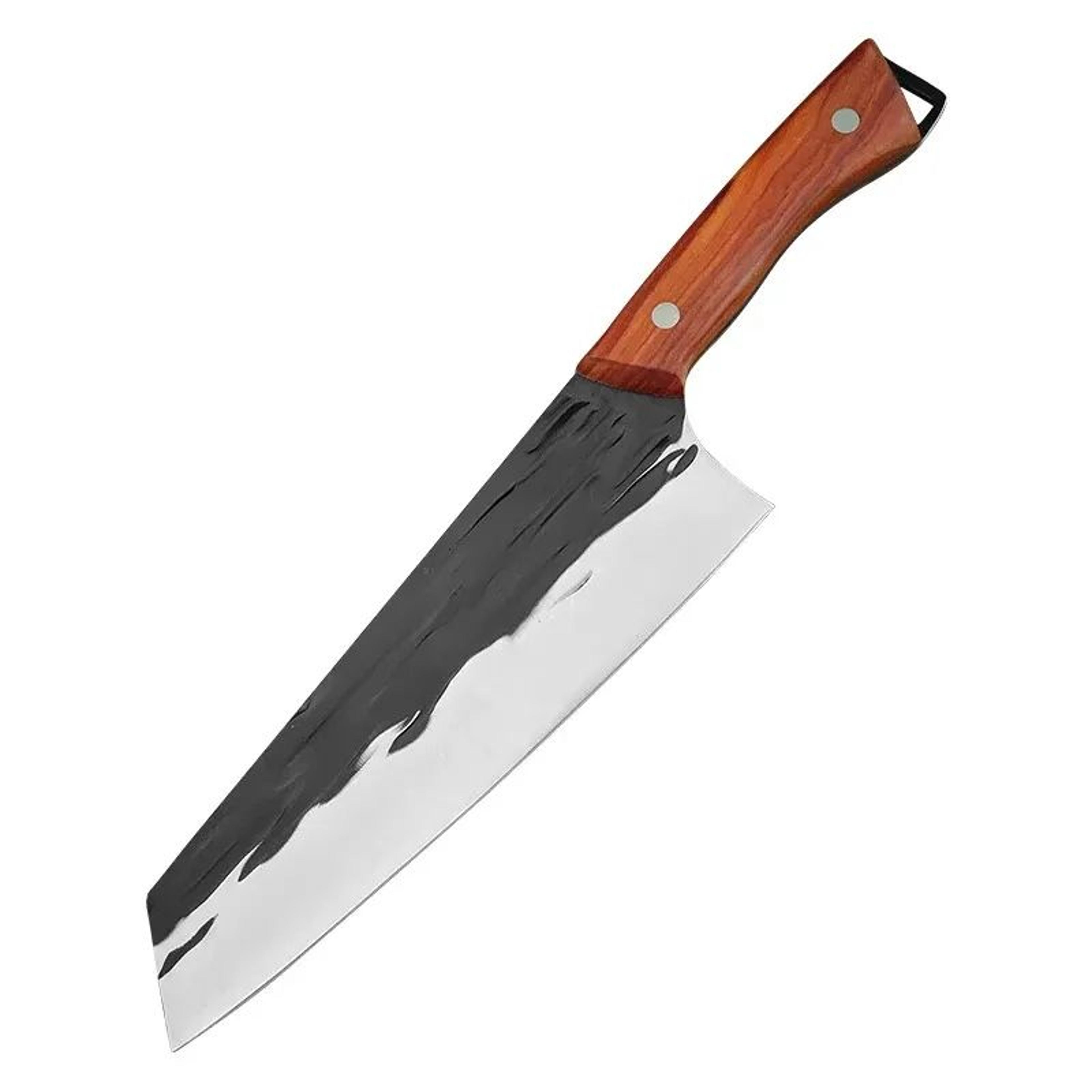 professional stainless steel kitchen knife set with wooden handles for meat and vegetables