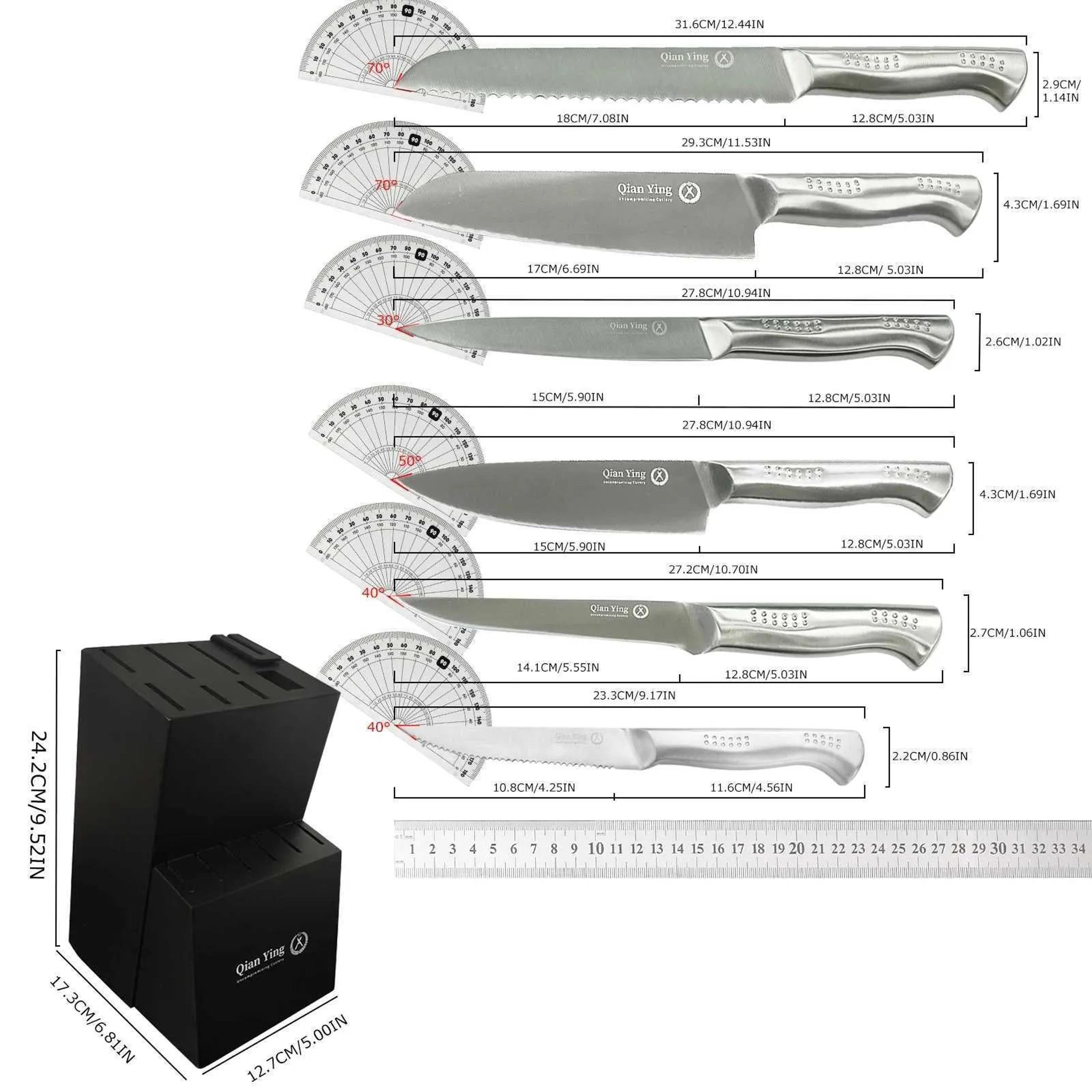Kitchen Knife Set With Holder For Chopping And Slicing 5