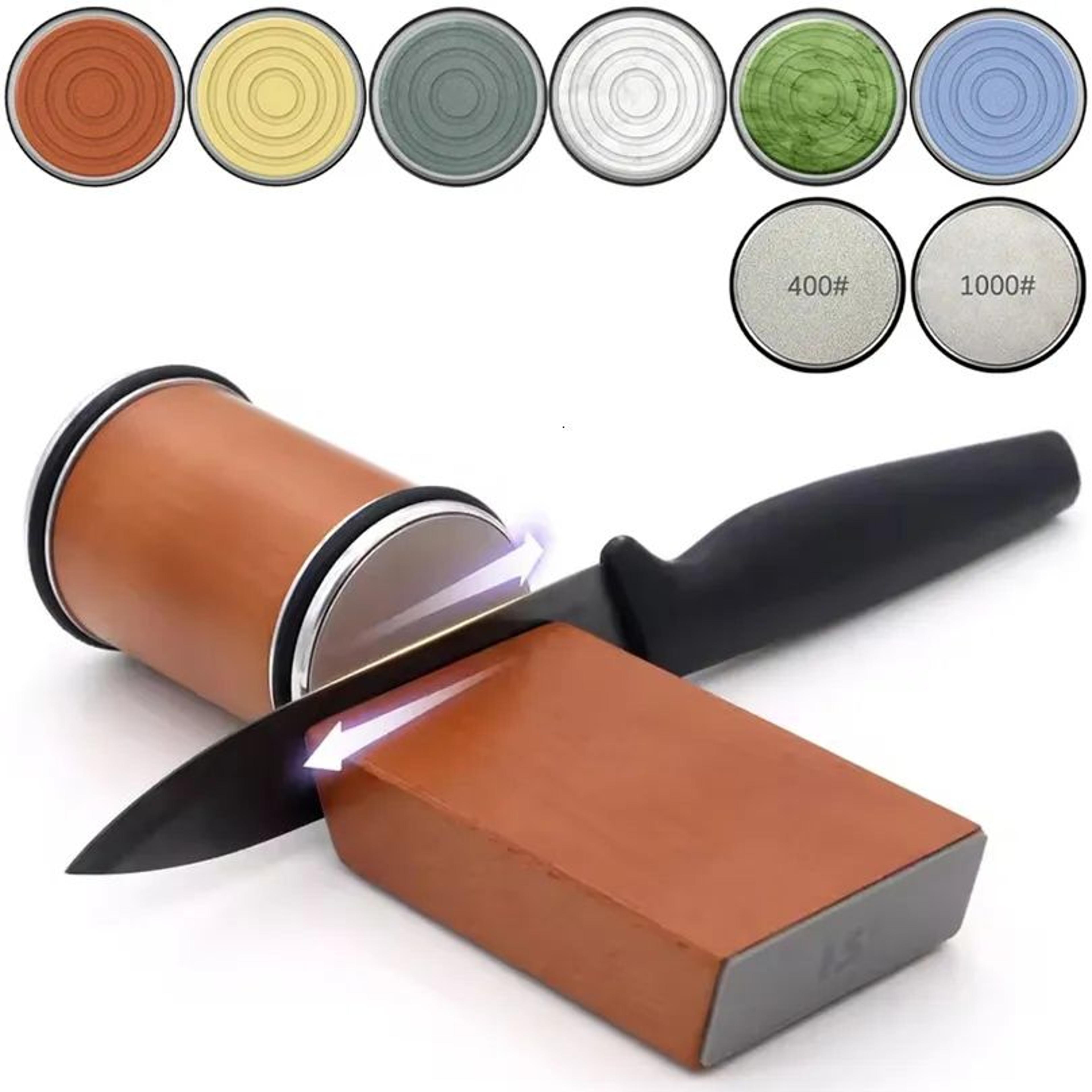 rolling knife sharpener wit degree magnetic angle guide and whetstone set