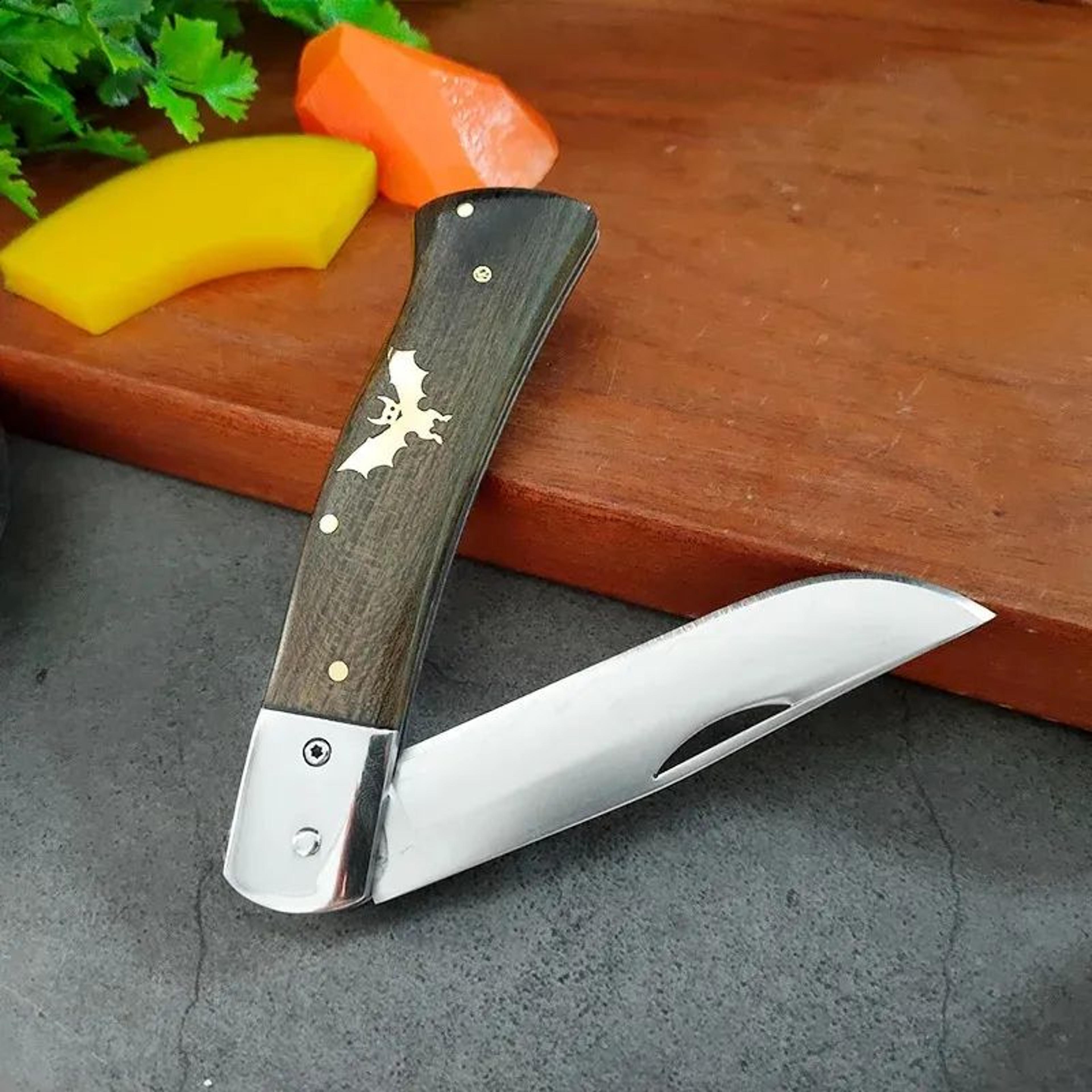 Stainless Steel Folding Cleaver Knife With Wooden Handle For Kitchen Food Prep 2