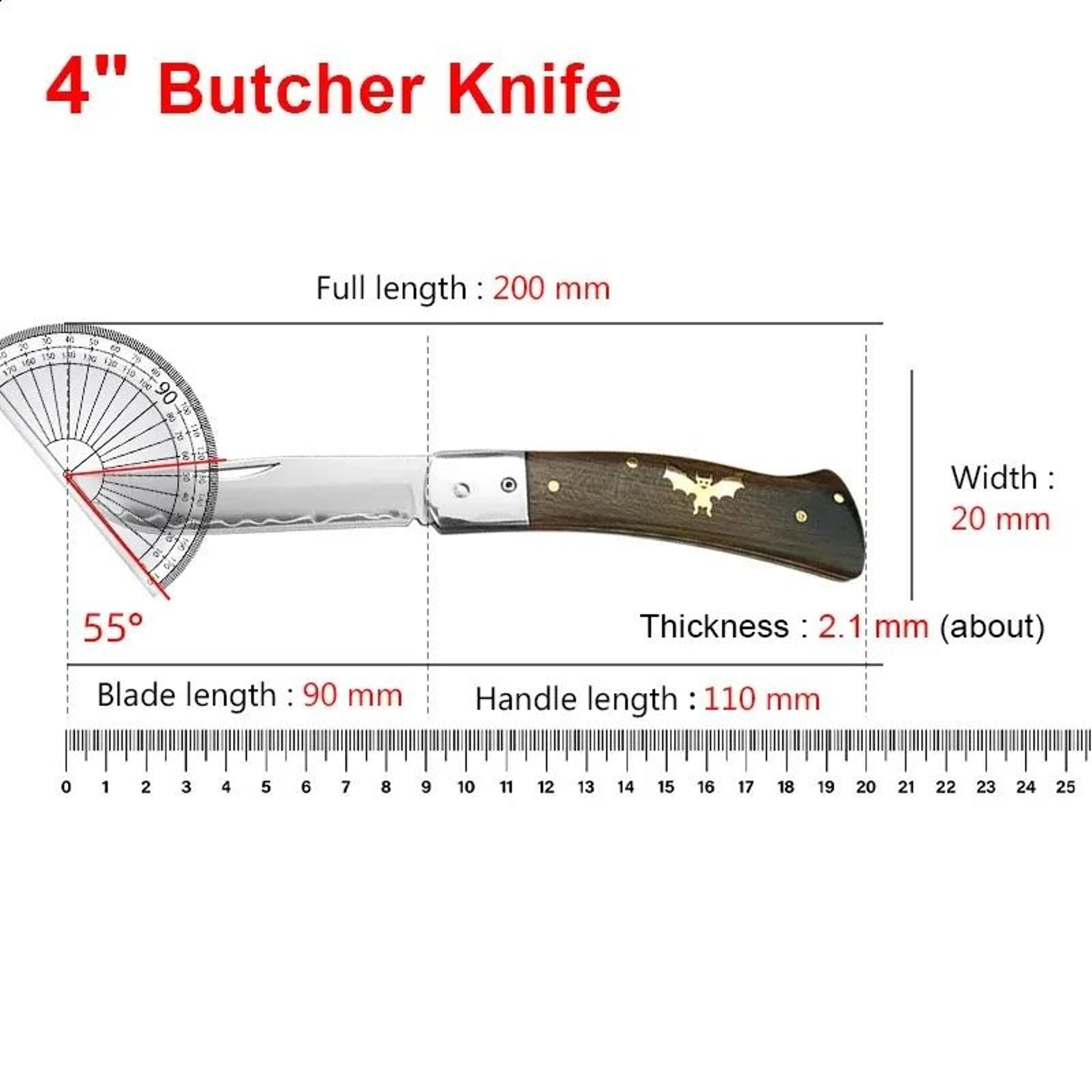 Stainless Steel Folding Cleaver Knife With Wooden Handle For Kitchen Food Prep 6