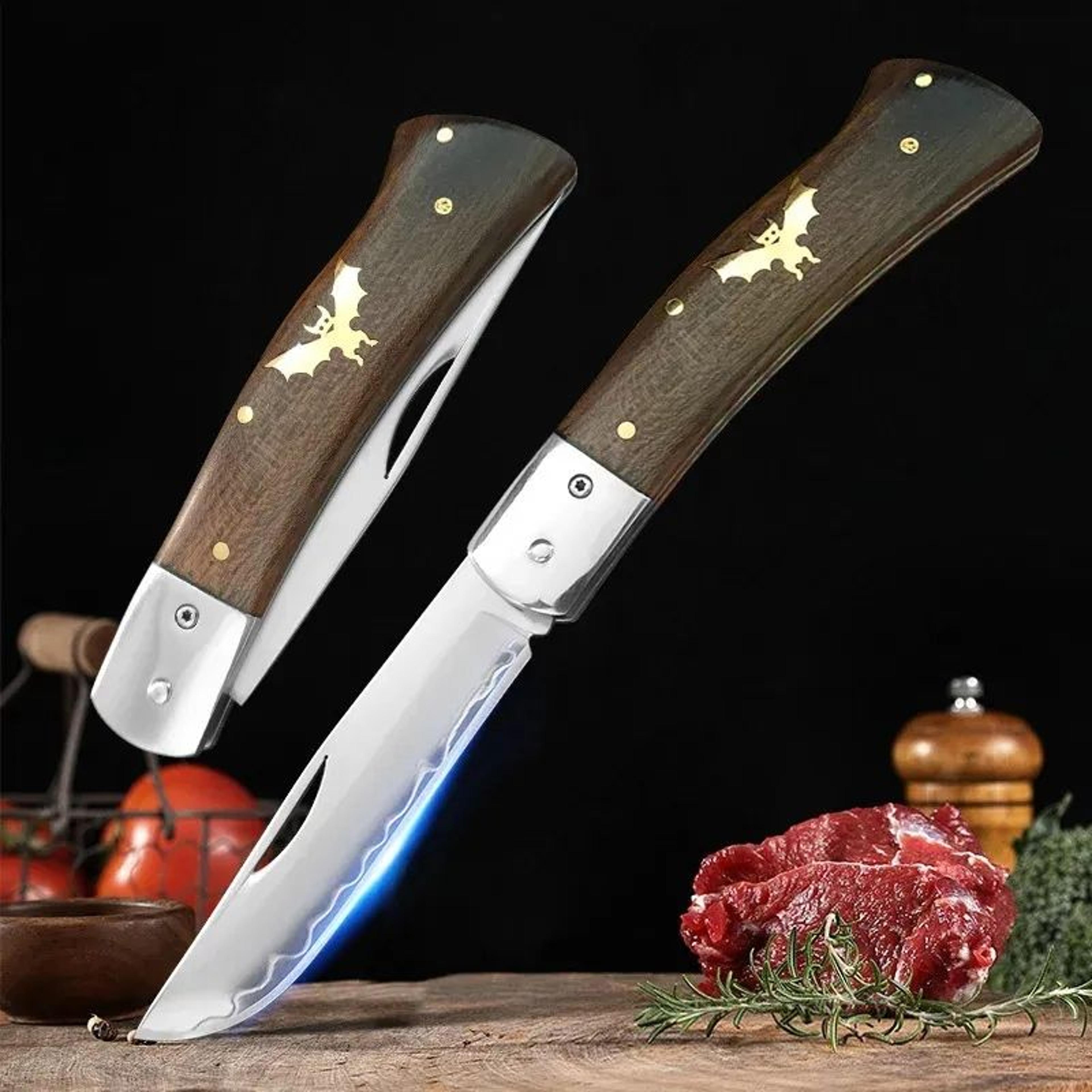 Stainless Steel Folding Cleaver Knife With Wooden Handle For Kitchen Food Prep 1