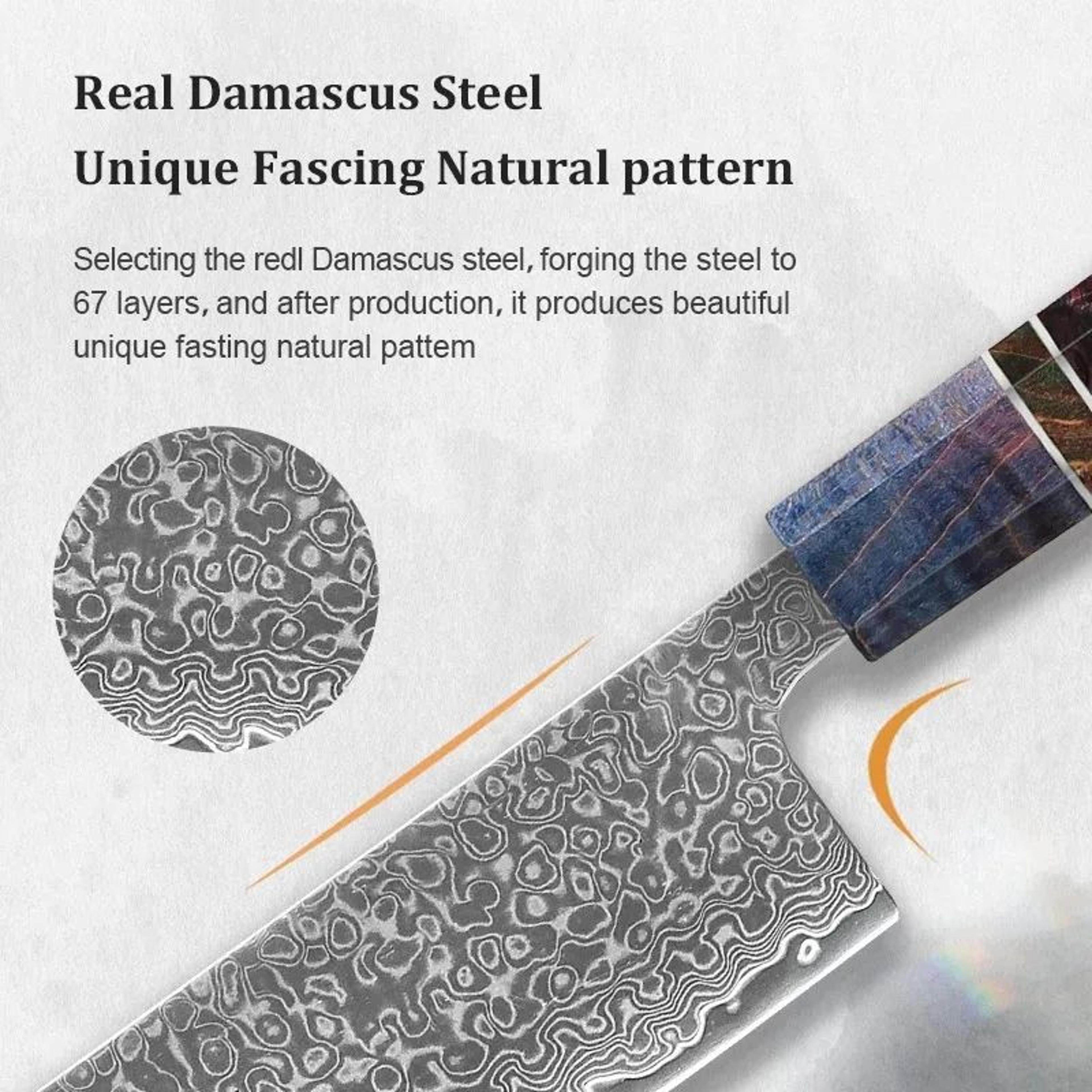 Damascus Steel Kitchen Knife Set With Wood Handles Japanese Chef Knives 2
