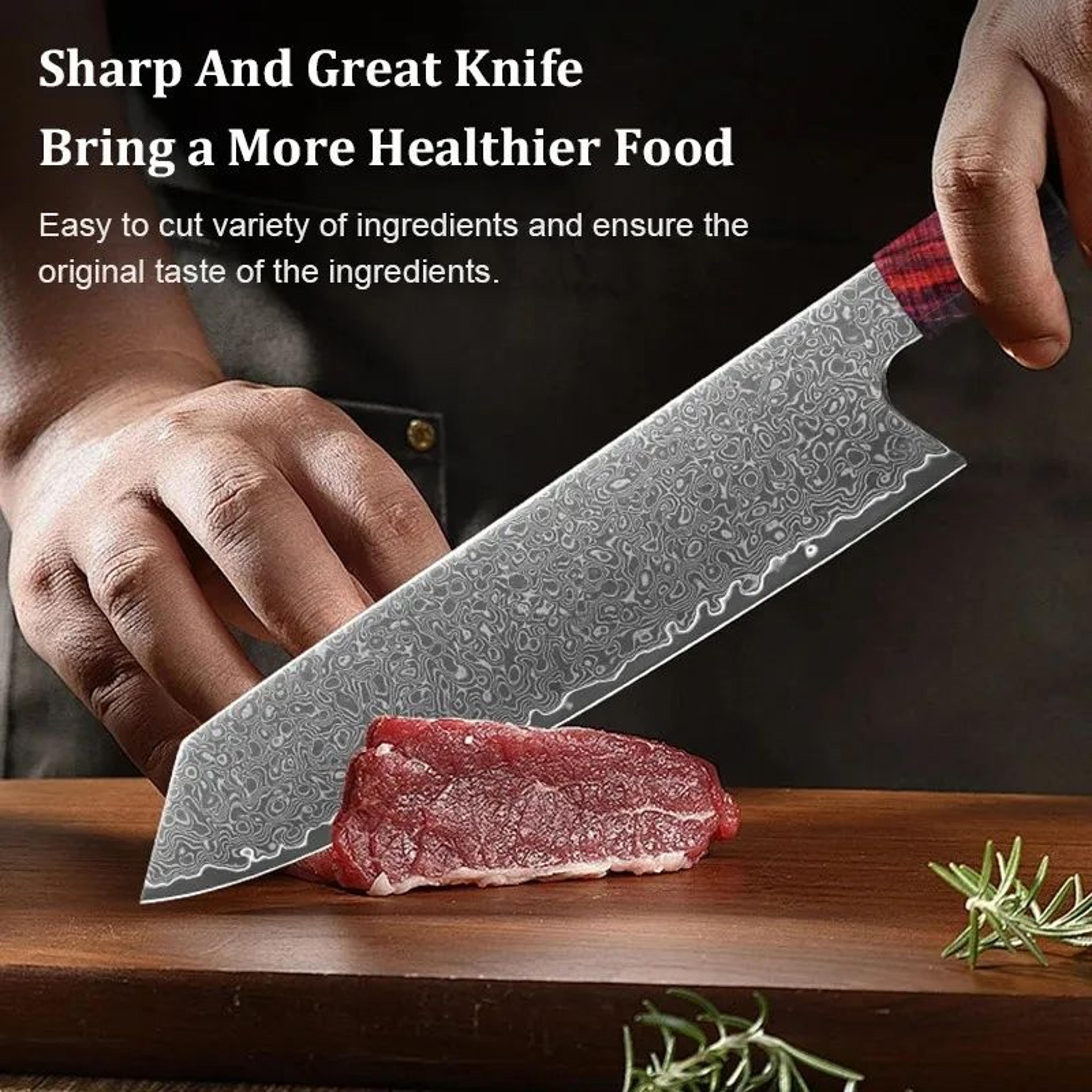 Damascus Steel Kitchen Knife Set With Wood Handles Japanese Chef Knives 1