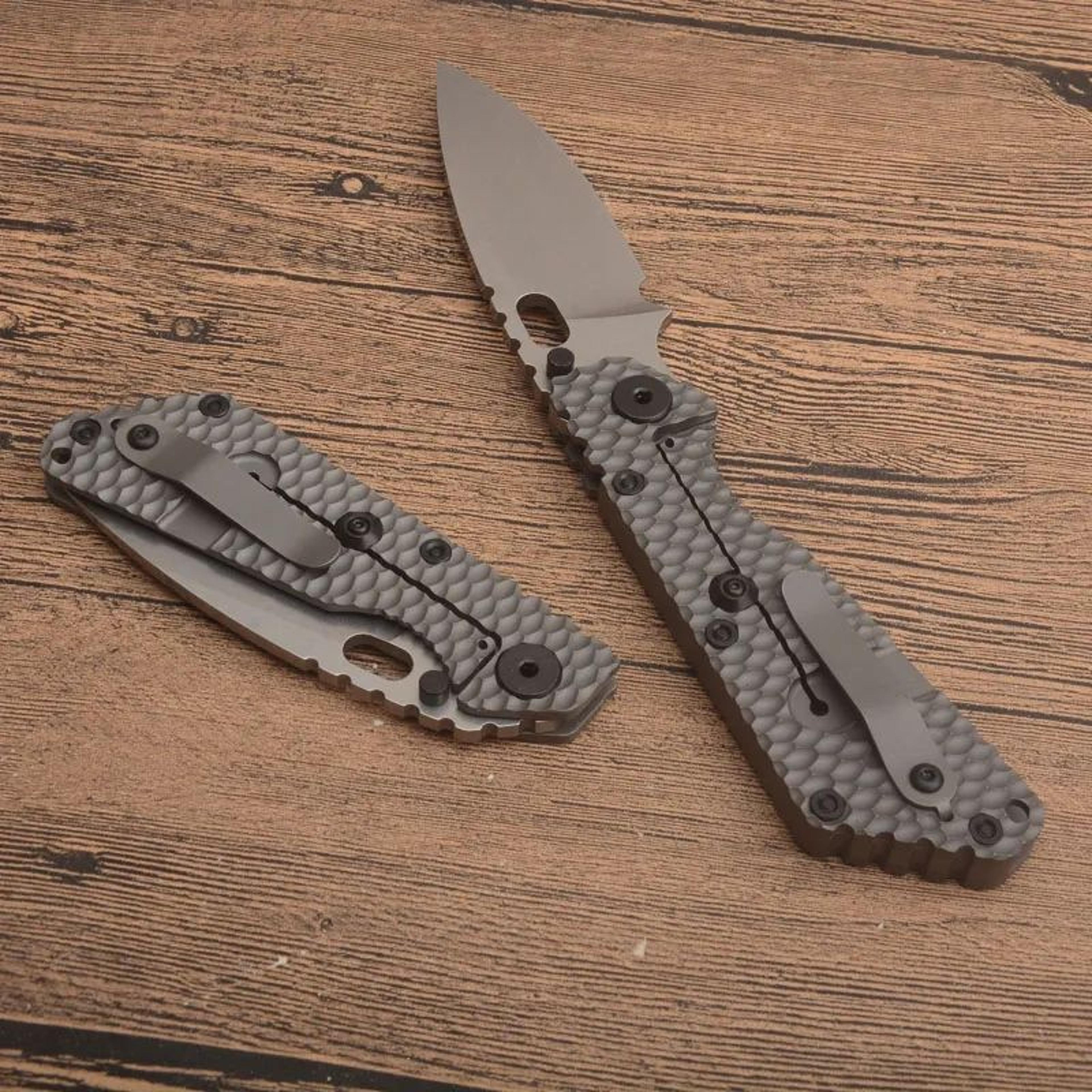 Steel Folding Pocket Knife With Titanium Alloy Handle And Stonewashed Blade 3