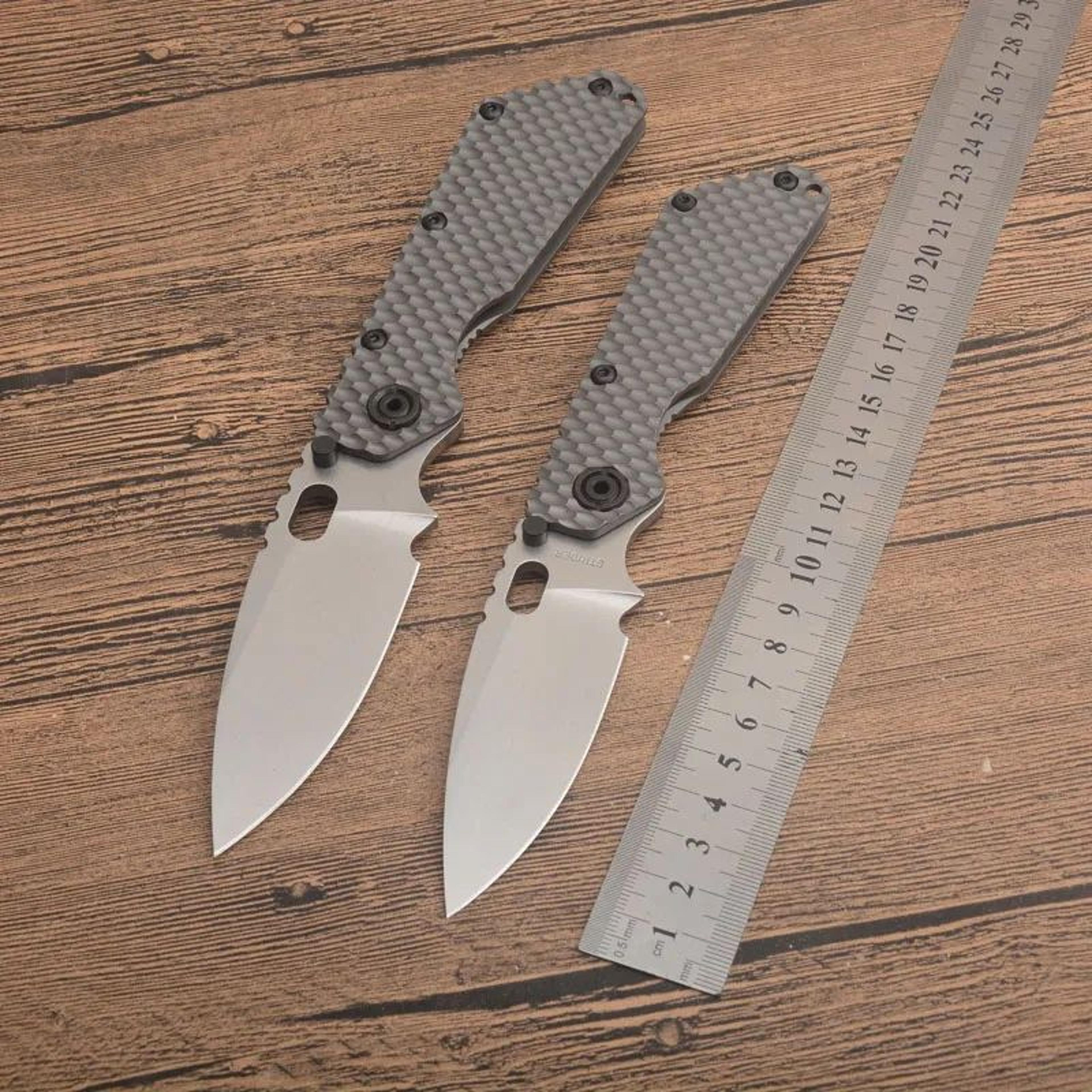 Steel Folding Pocket Knife With Titanium Alloy Handle And Stonewashed Blade 5