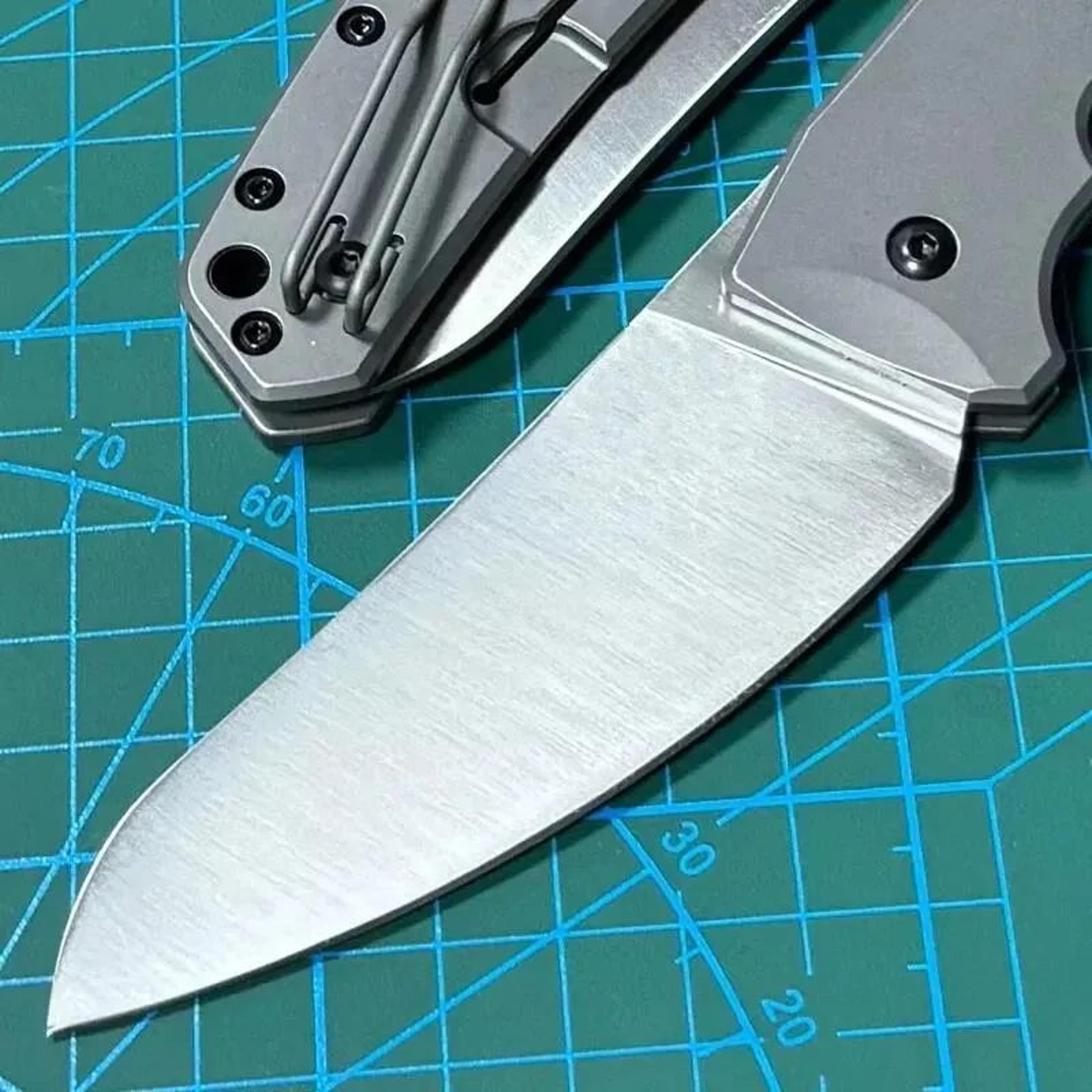 Folding EDC Pocket Knife With Steel Blade And Gray Titanium Handle 2