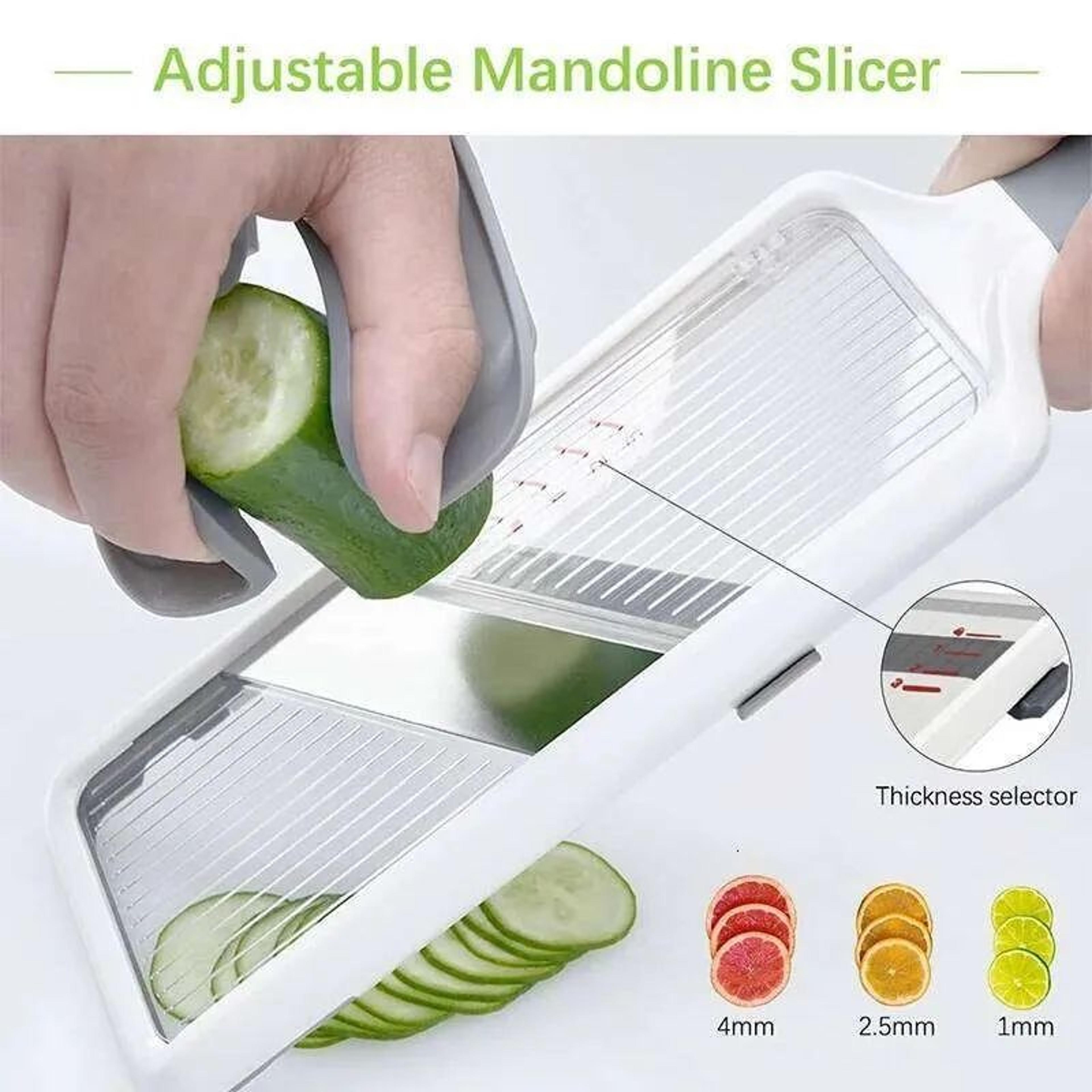 Adjustable Handheld Mandoline Slicer With Stainless Steel Blades For Vegetables And Cheese 2