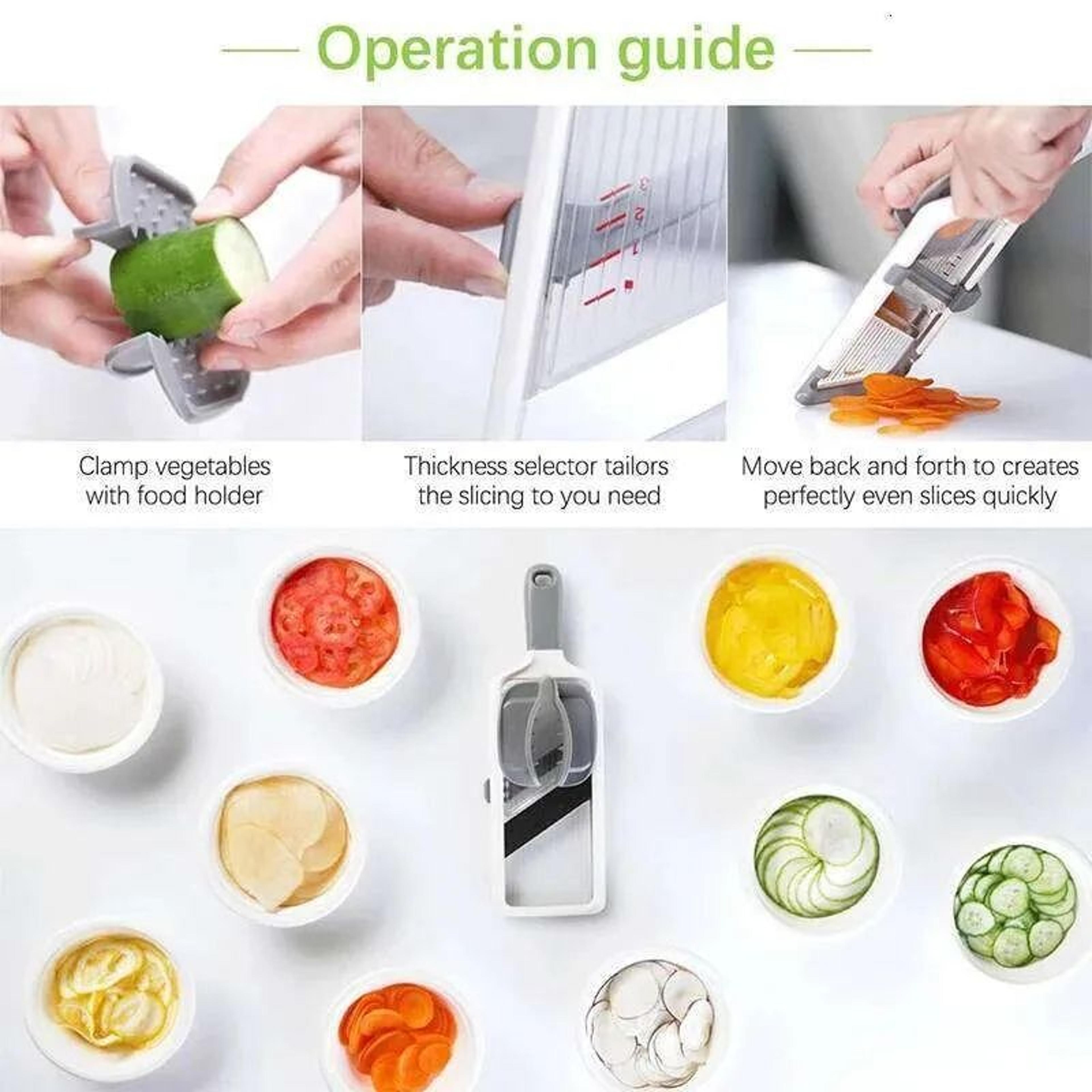 Adjustable Handheld Mandoline Slicer With Stainless Steel Blades For Vegetables And Cheese 3