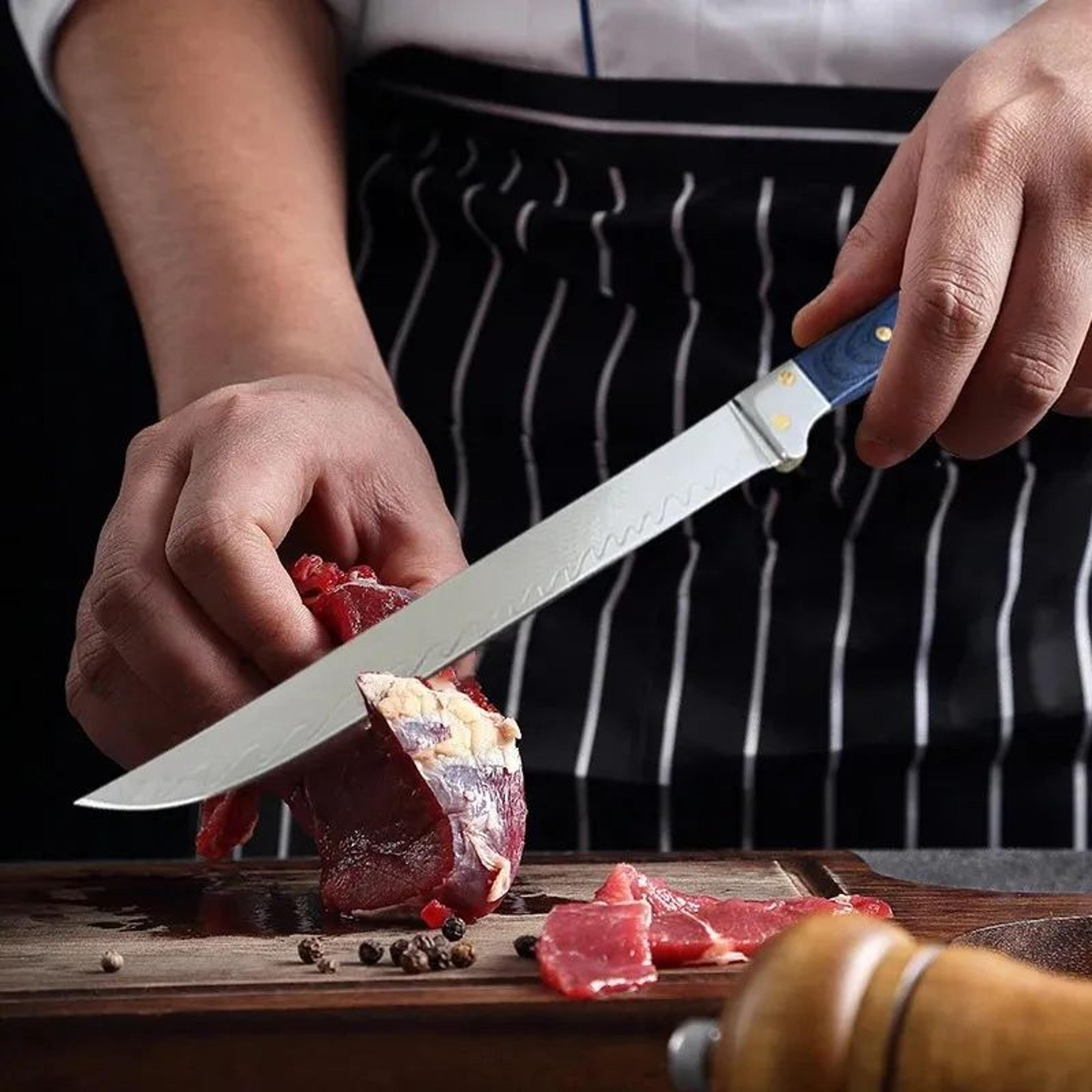 Damascus Steel Chef Knife With Wooden Handle For Meat Vegetables And Fruit 2