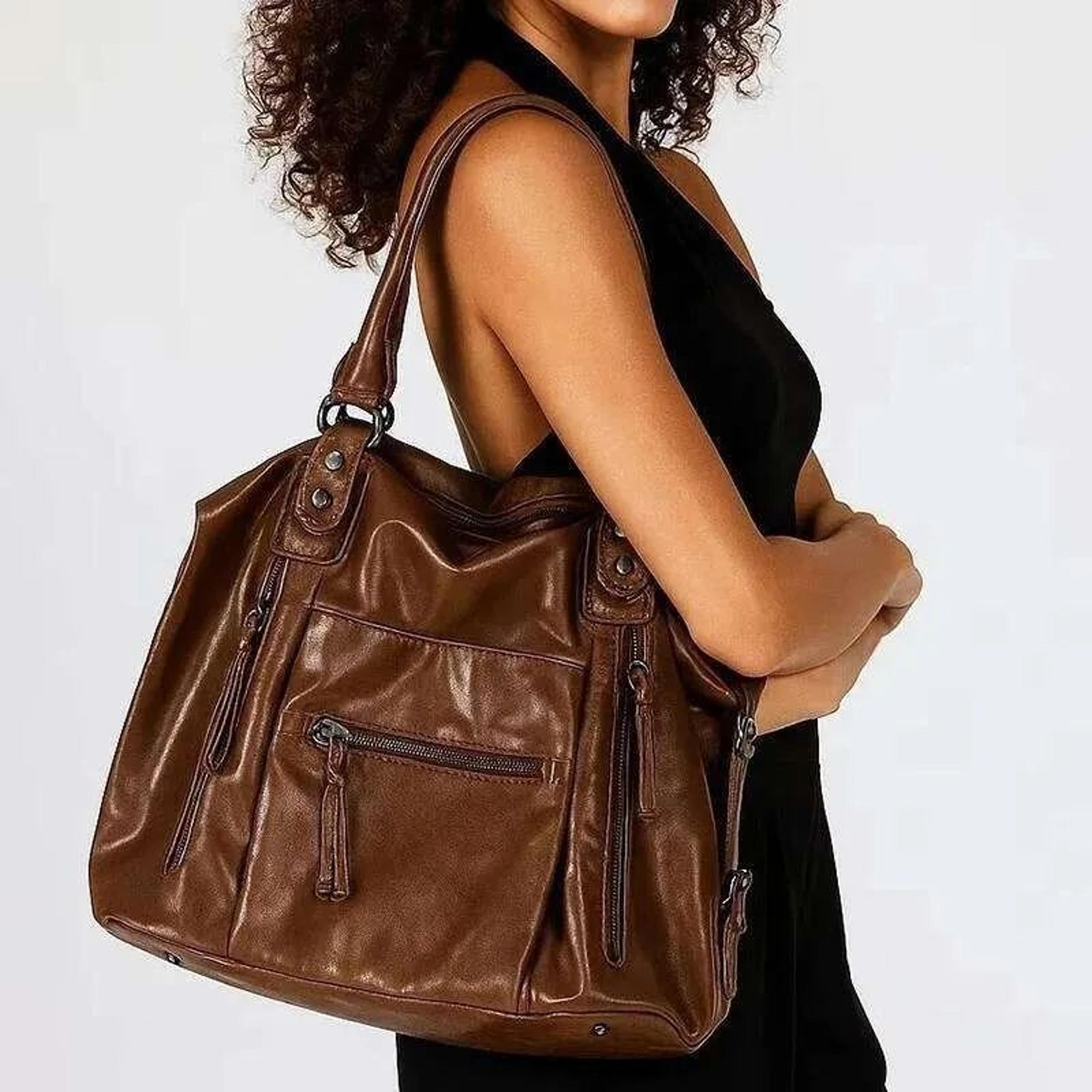 Womens Large Multi Pocket Crossbody Bag With Retro PU Leather Design 1