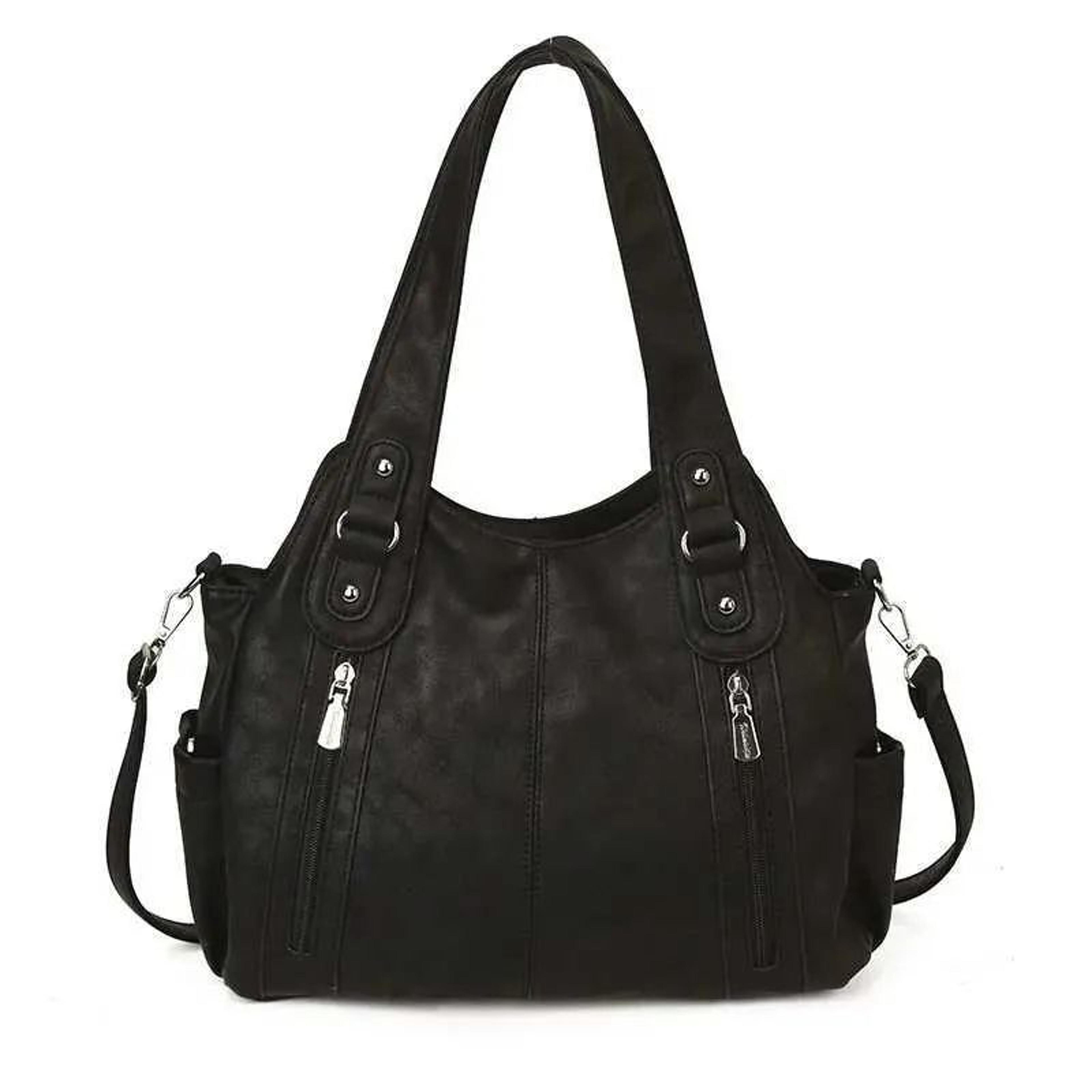 Large Capacity Retro PU Shoulder Bag With Zipper Closure For Everyday Use 4