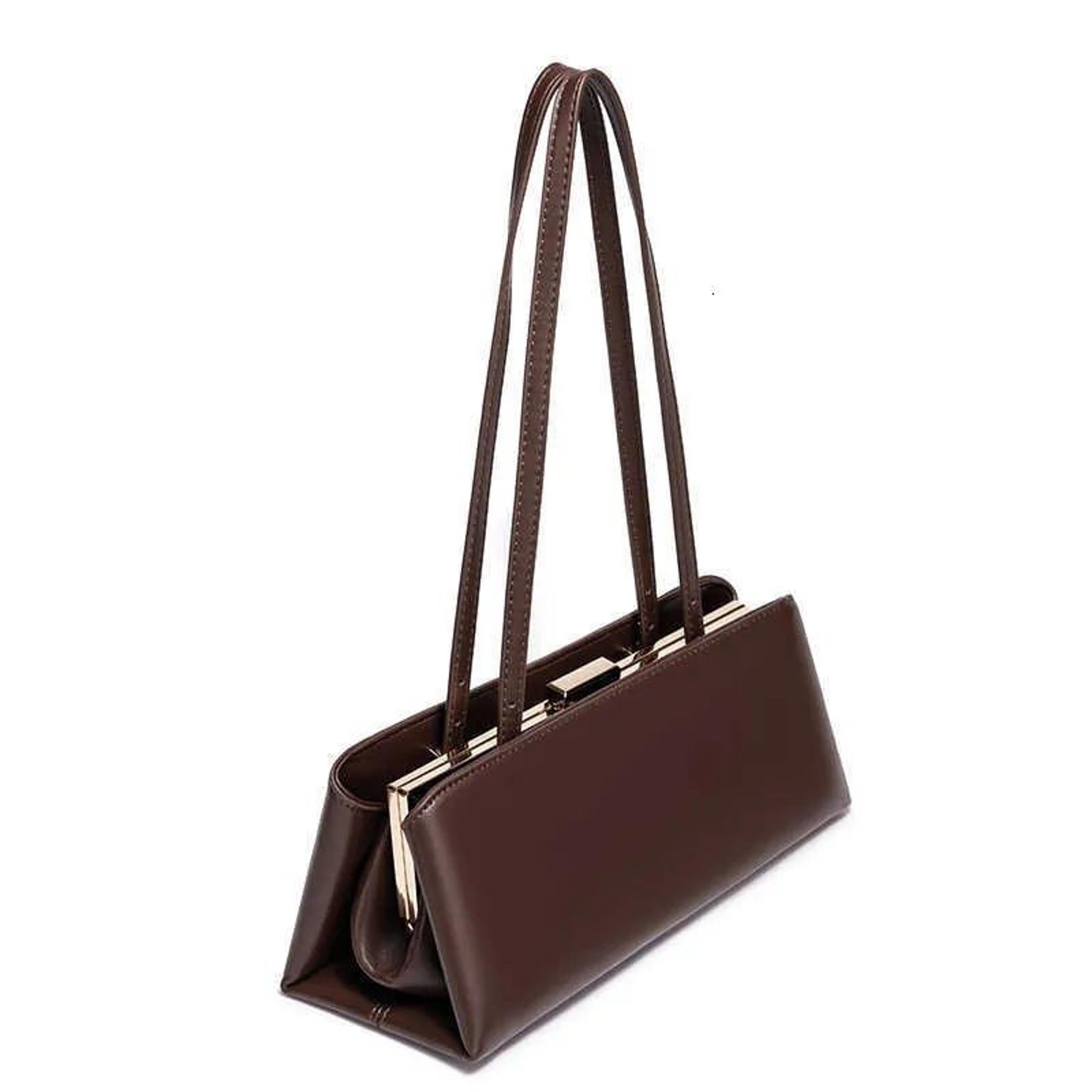 Wine Red PU Leather Shoulder Bag With Shiny Finish And Adjustable Strap 1
