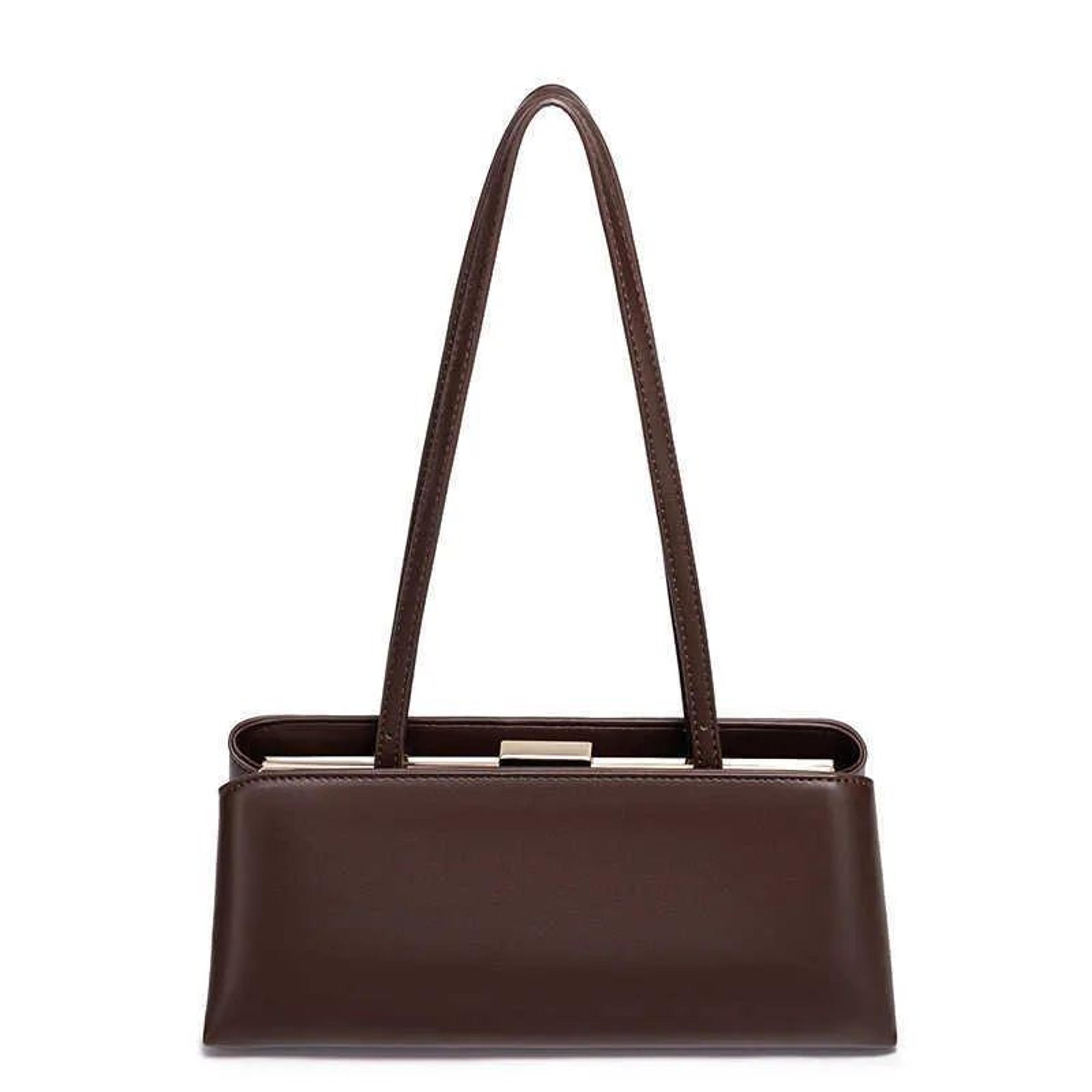 wine red pu leather shoulder bag with shiny finish and adjustable strap