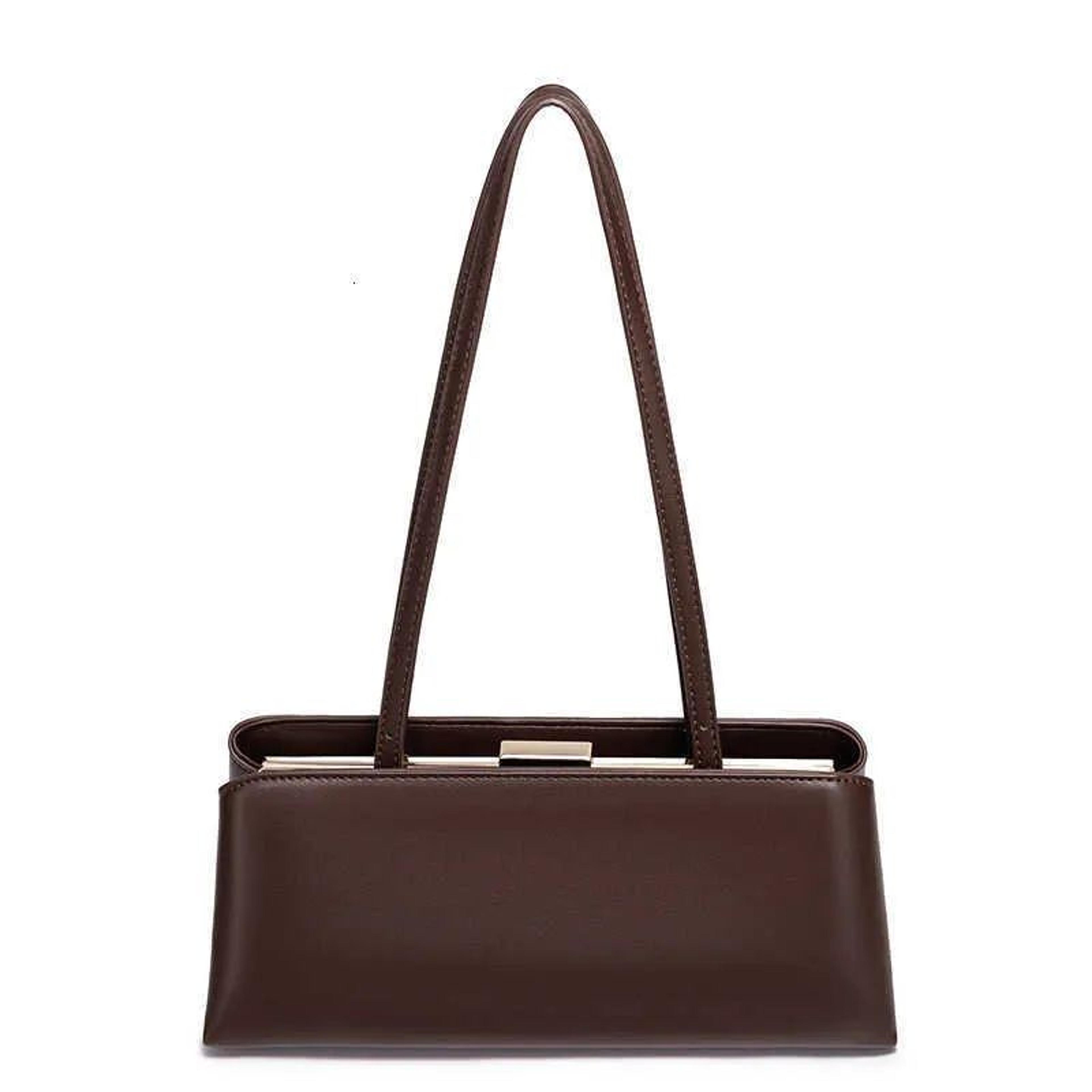 Wine Red PU Leather Shoulder Bag With Shiny Finish And Adjustable Strap 2