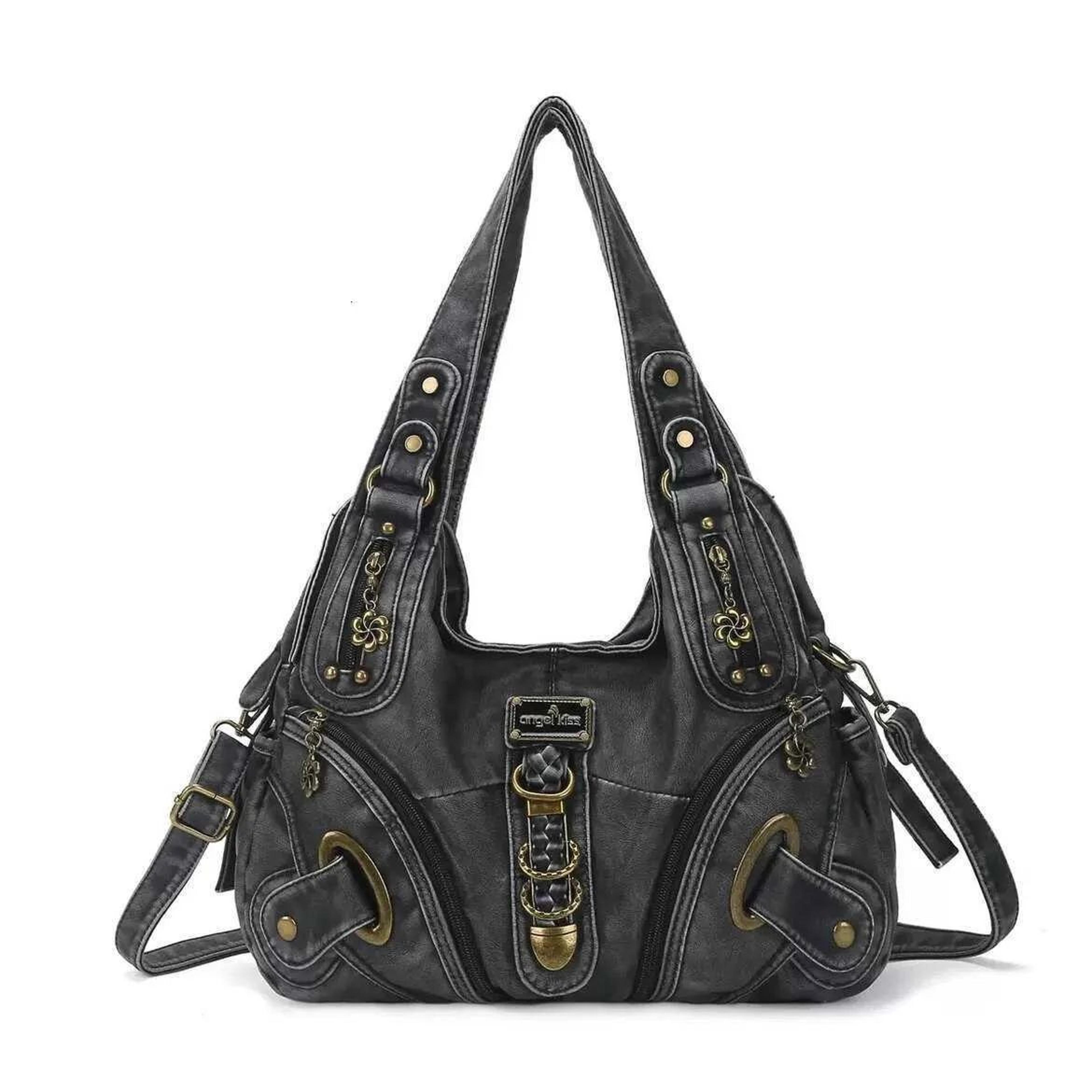 Vintage Dumpling Shoulder Bag With Top Handle And Zipper Closure 3