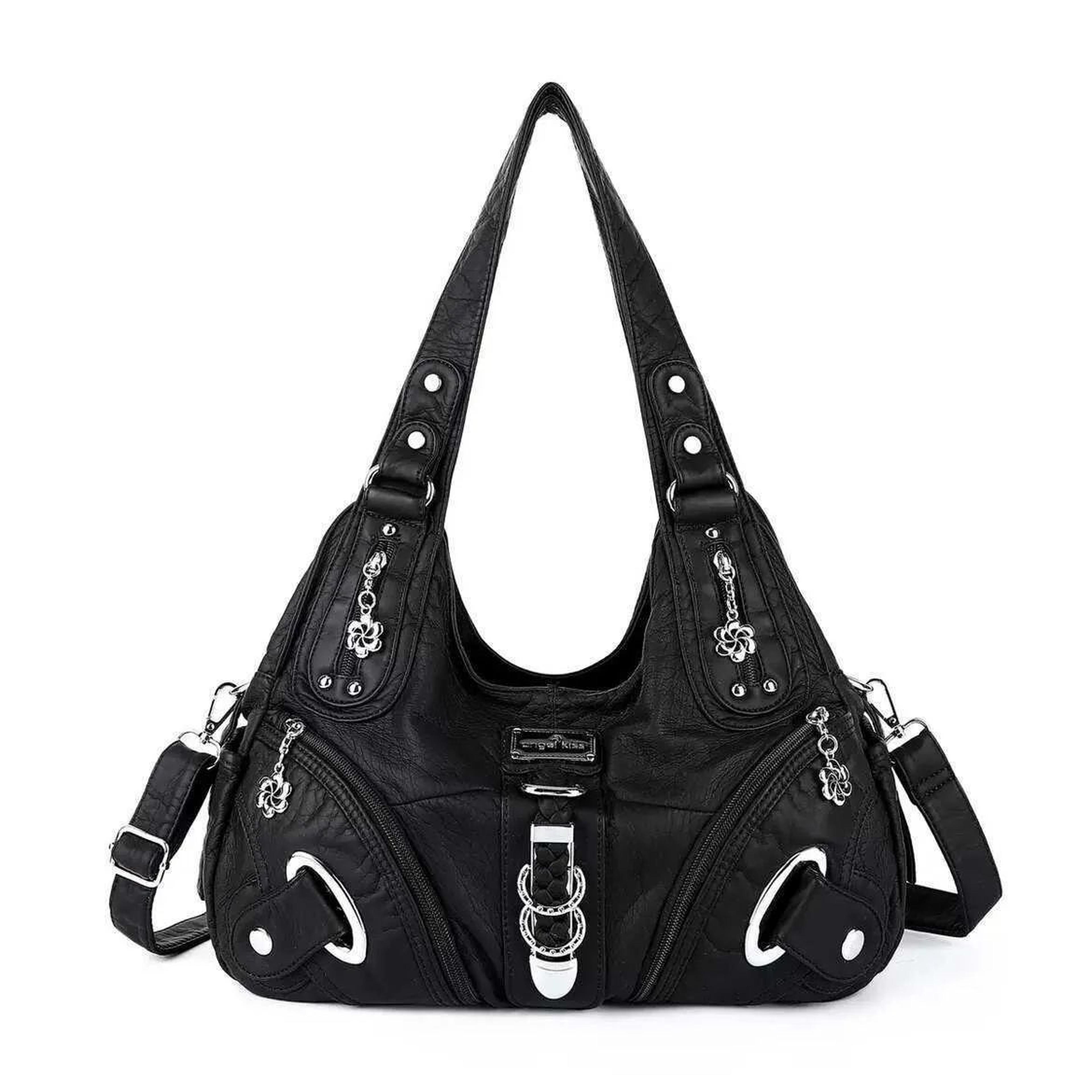 Vintage Dumpling Shoulder Bag With Top Handle And Zipper Closure 1