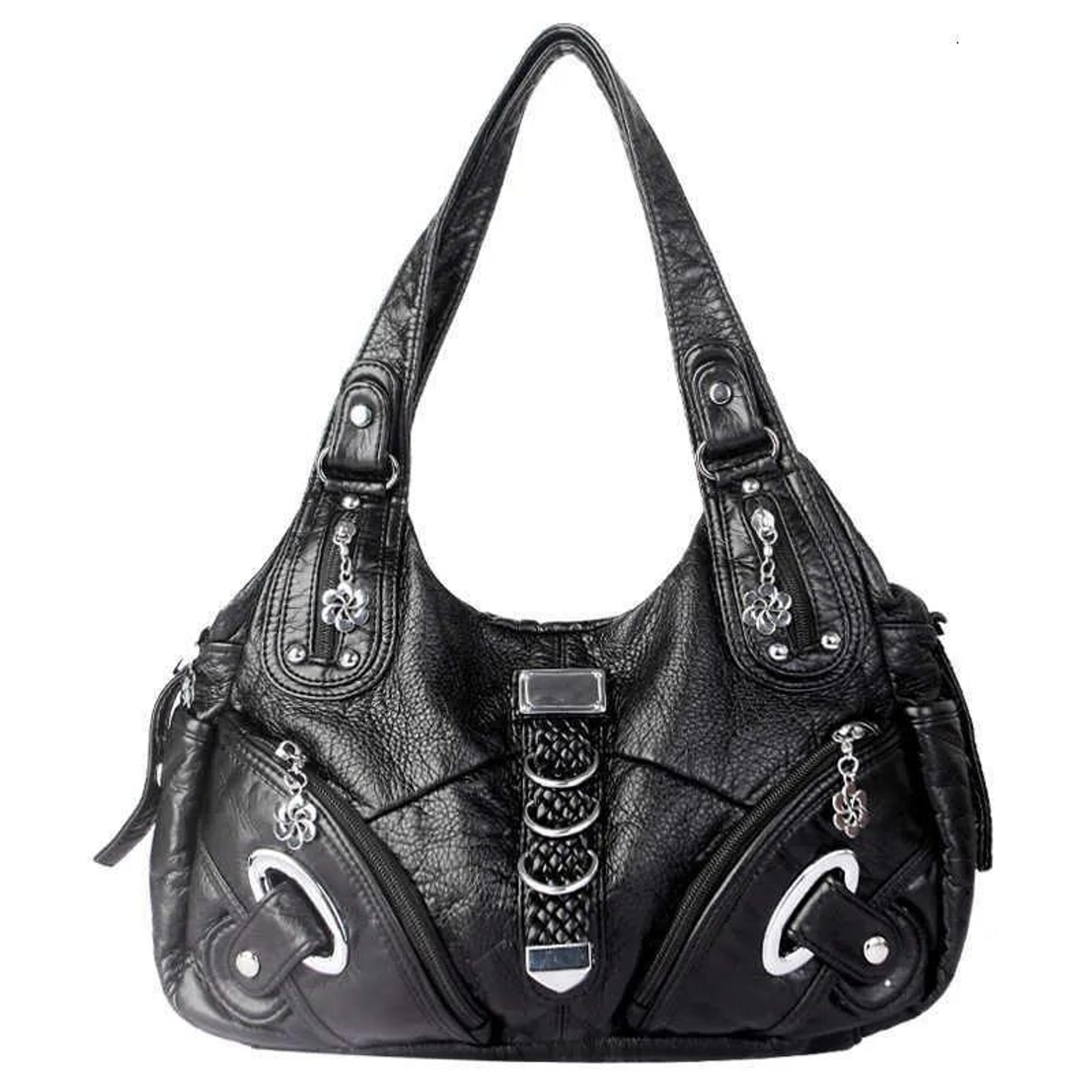 Retro Distressed Hobo Shoulder Bag With Zipper Closure And Interior Compartment 2