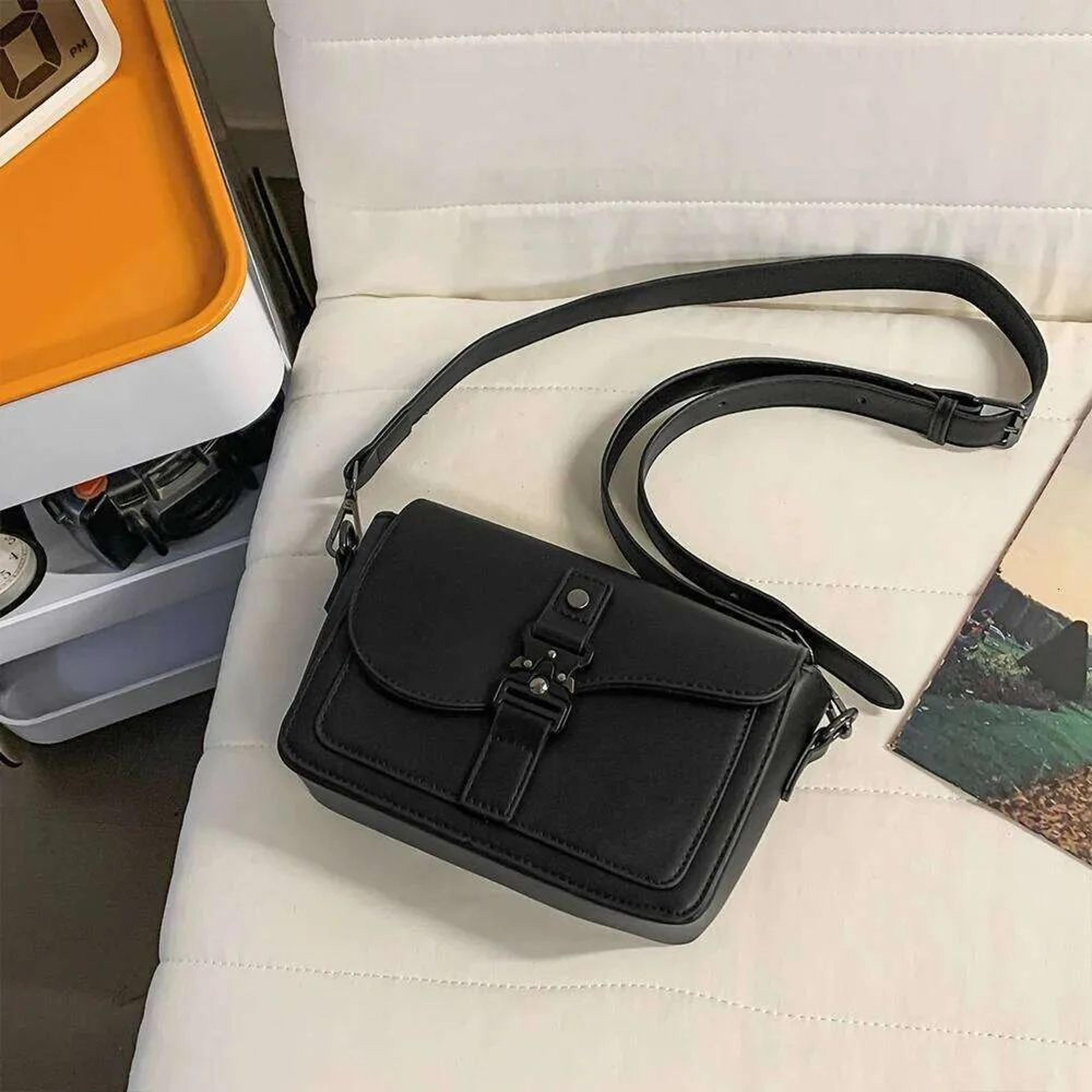 men's pu leather crossbody bag with textured plaid design and adjustable shoulder strap