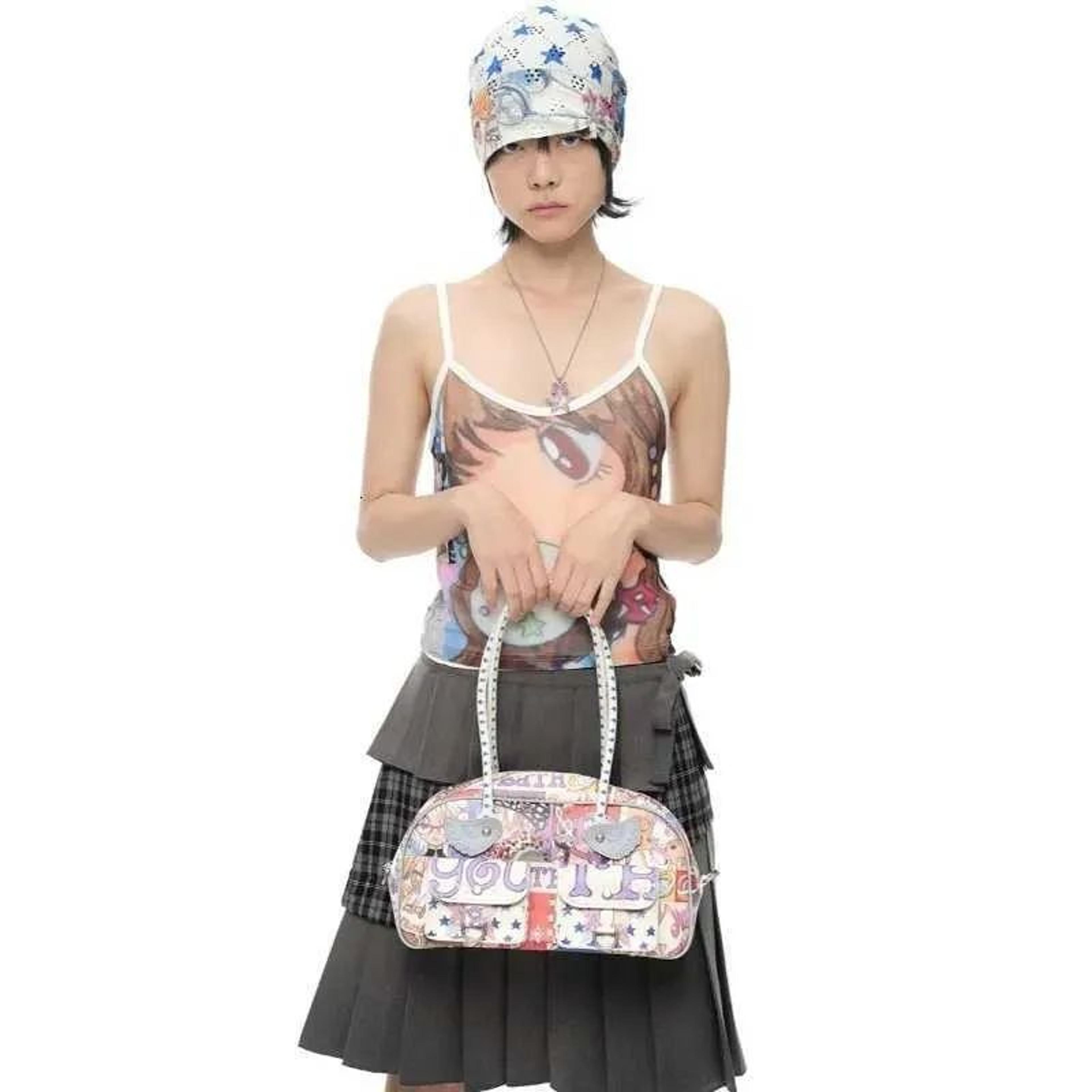 Womens Mini Shoulder Bag With Cartoon Owl Print And Zipper Closure 2