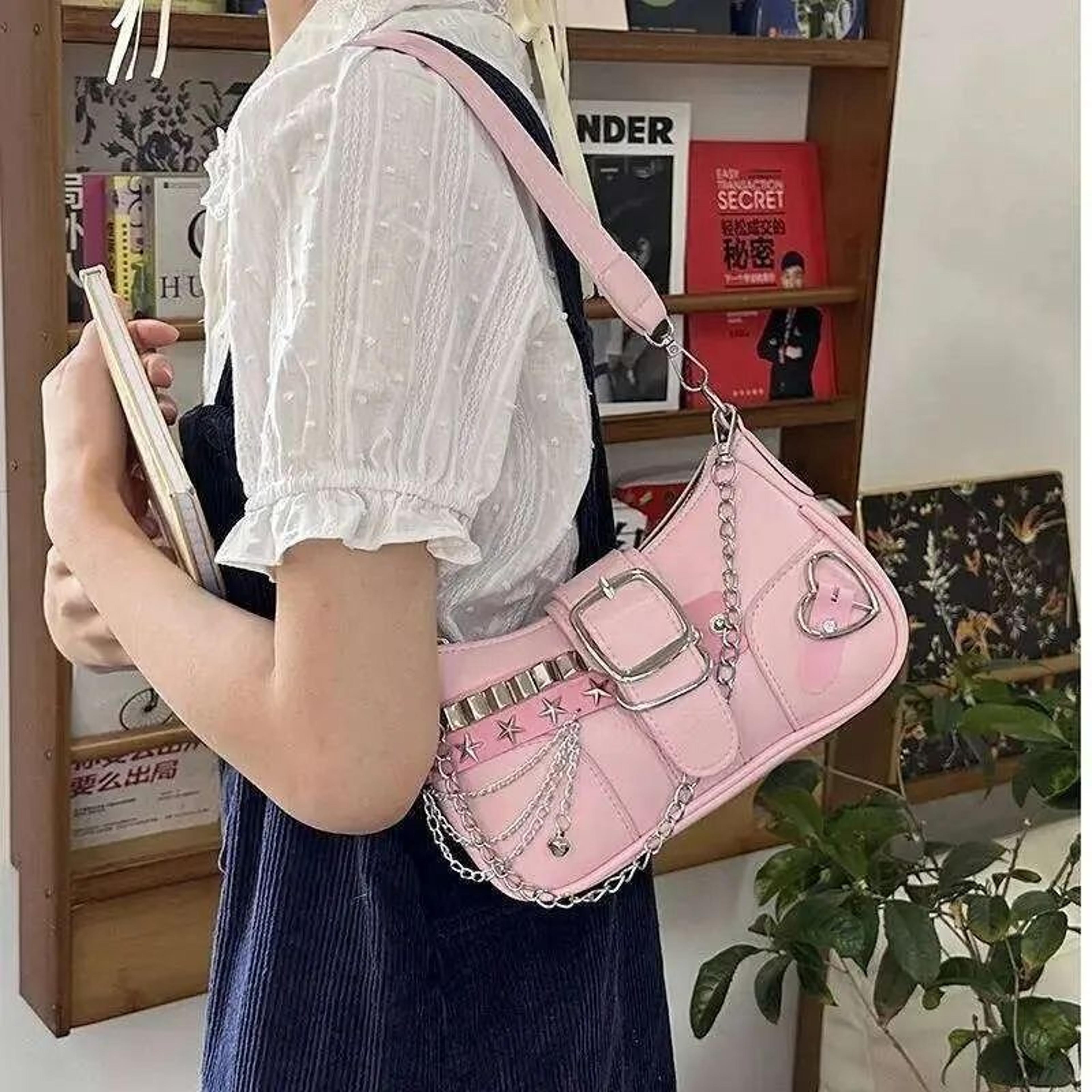 women's chain shoulder bag retro pu leather underarm handbag with zipper
