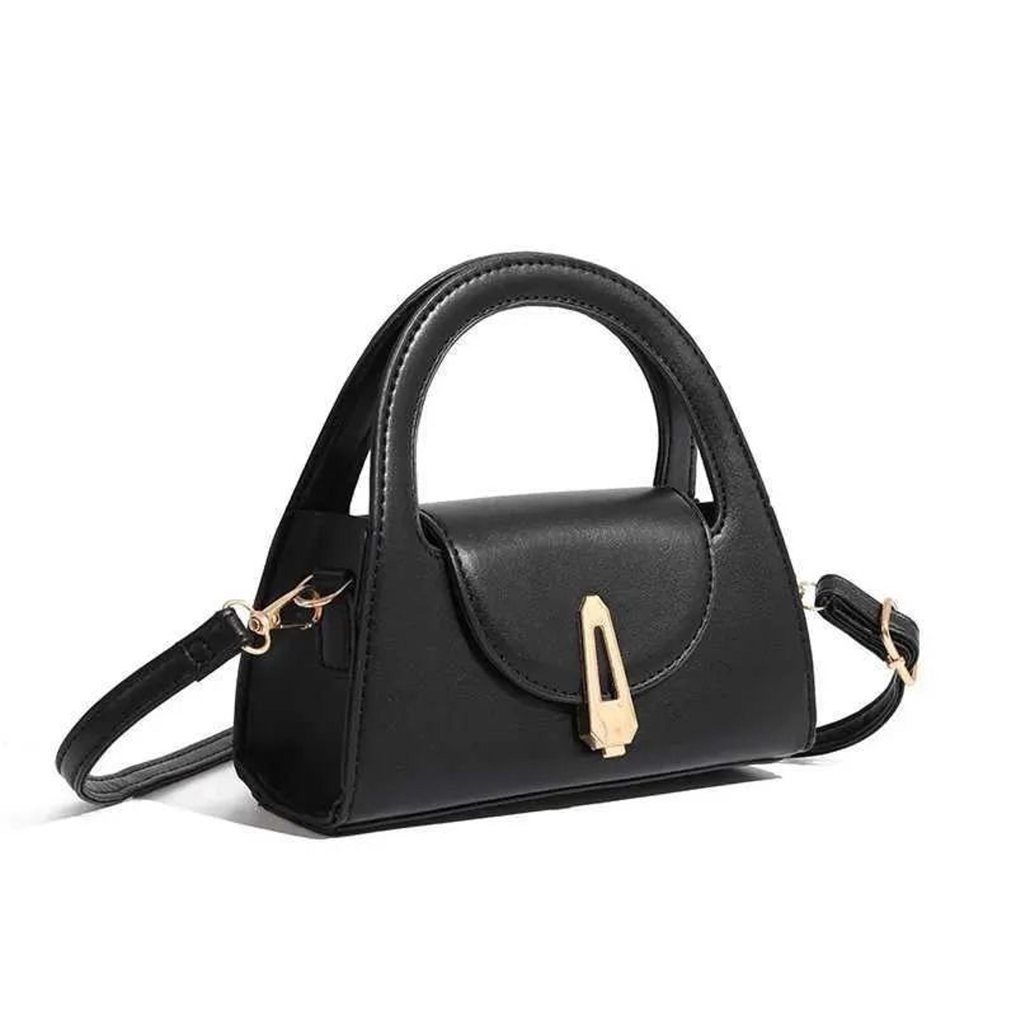 women's mini pu leather crossbody bag with flap lock closure and top handle