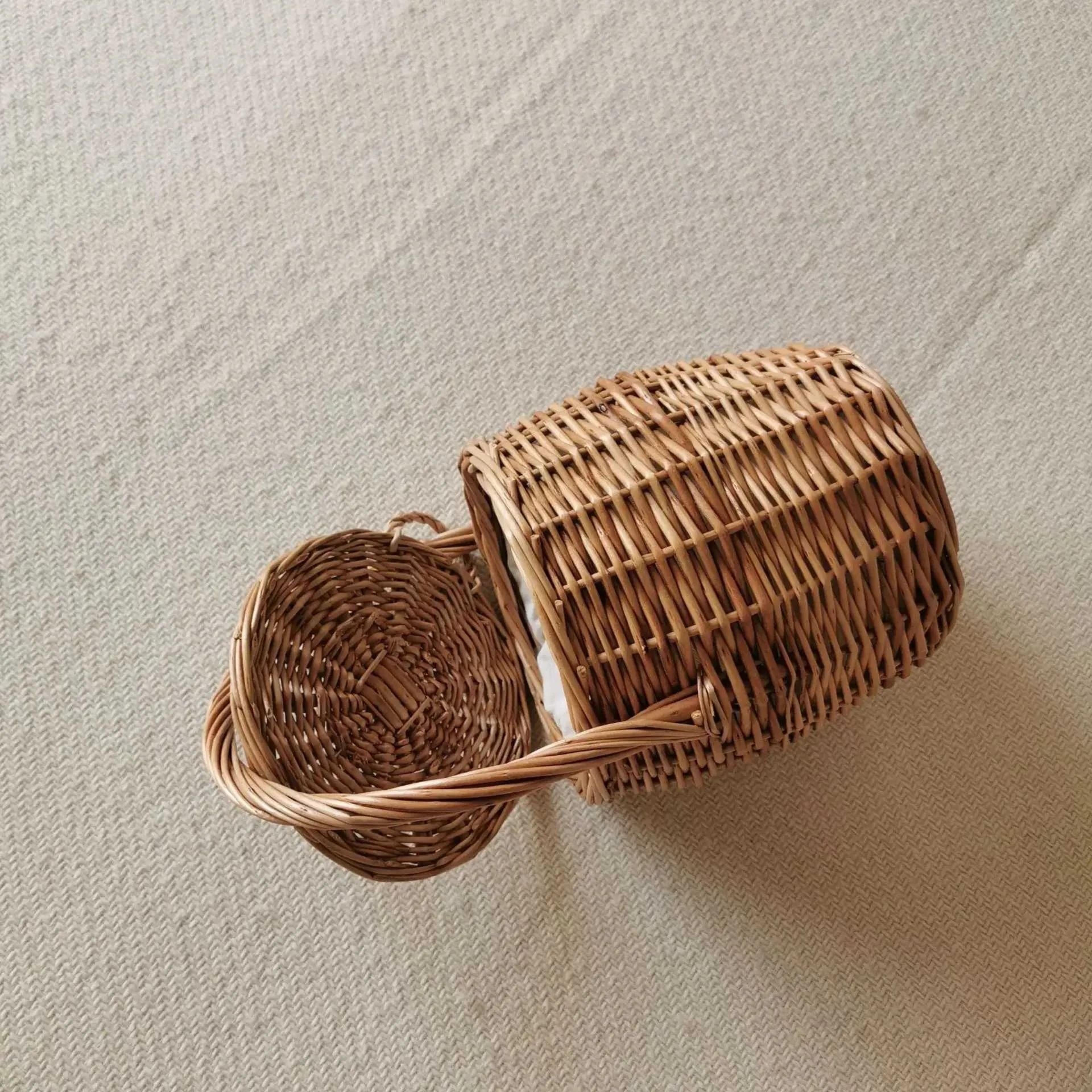 women's handmade rattan bucket tote bag with drawstring closure for summer and beach