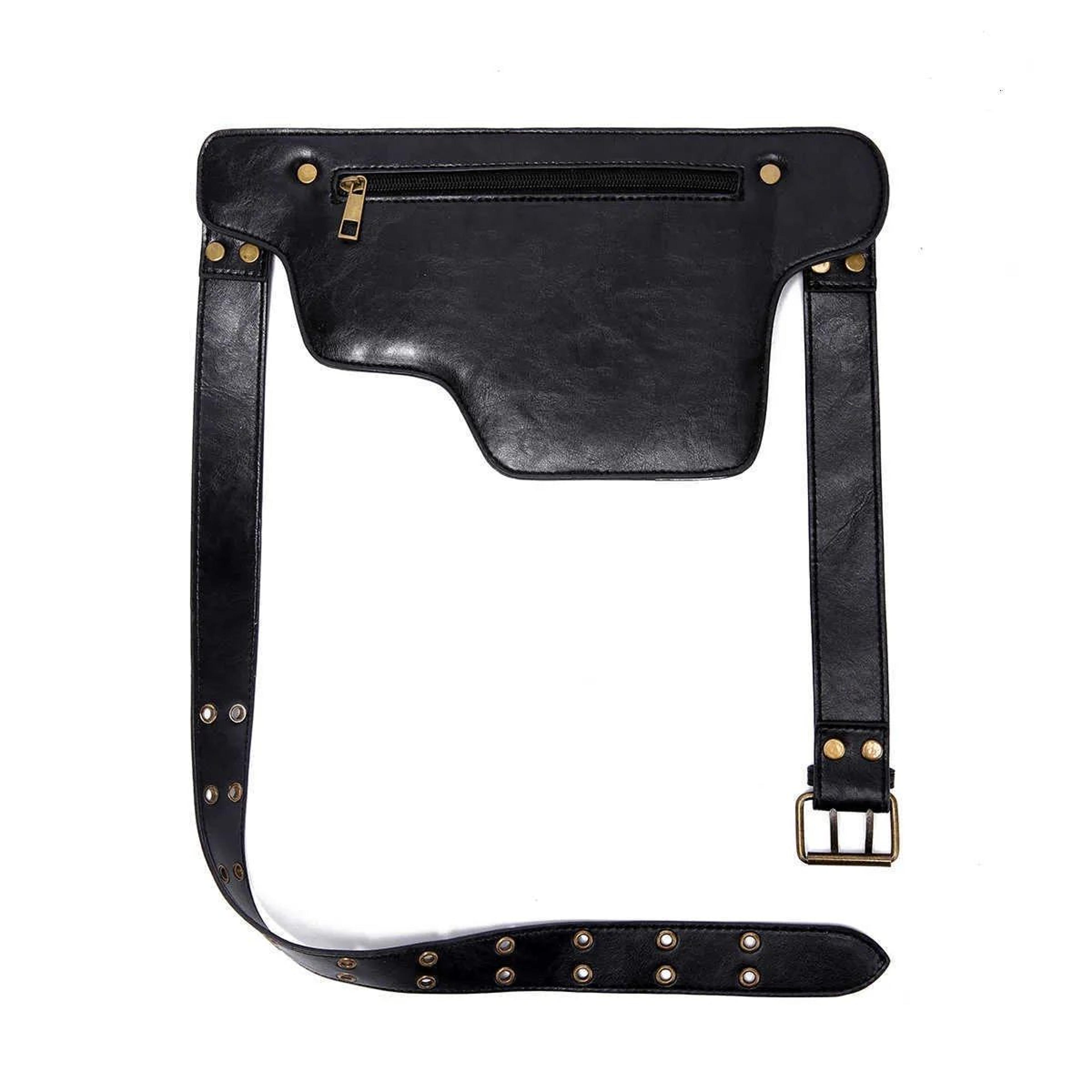 Punk Motorcycle Style Waist Bag With Adjustable Belt Retro Outdoor Fanny Pack 4