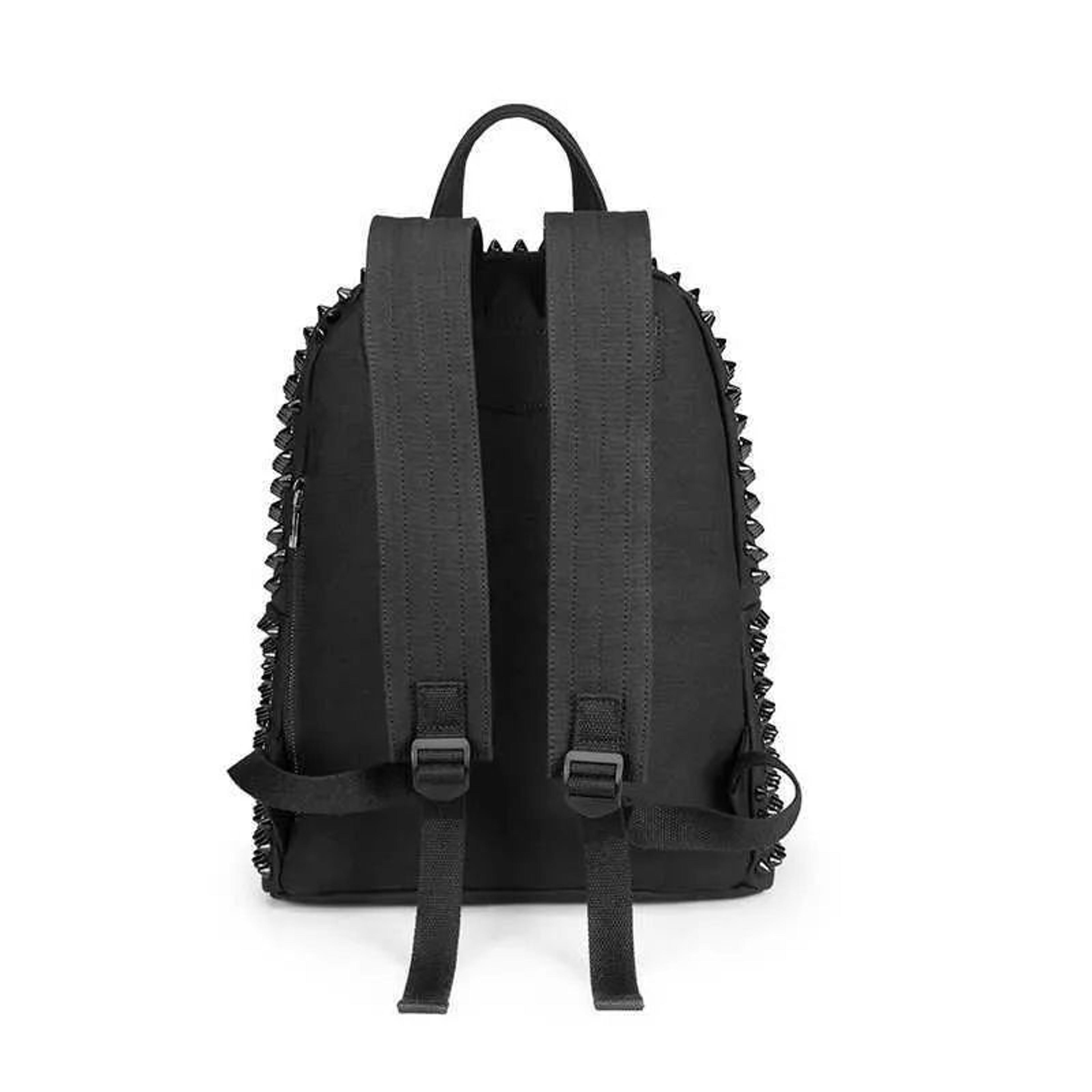 Black PU Leather Backpack With Rivet Details And Zipper Closure For Travel And School 3