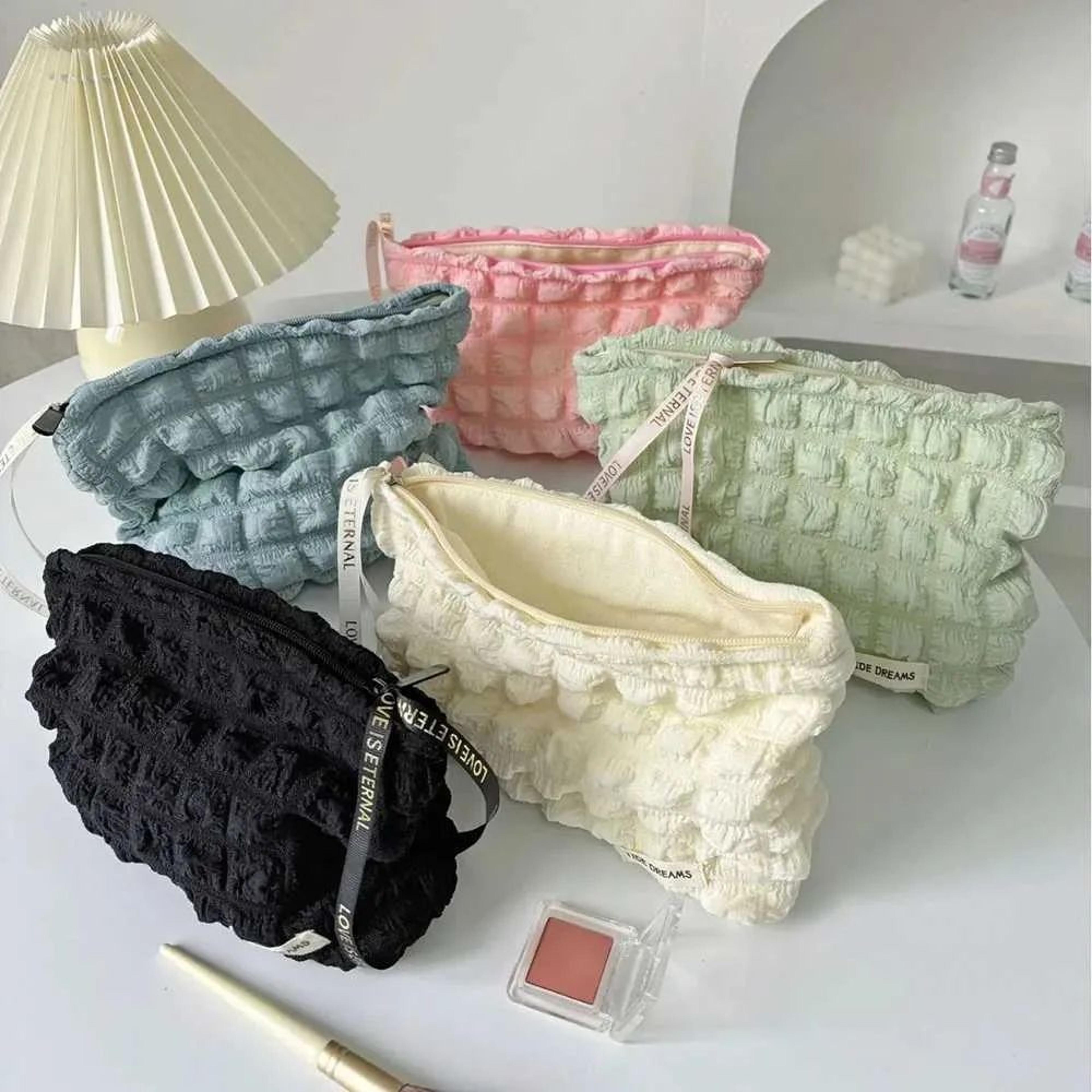 women's candy bubble makeup bag with zipper closure for travel and cosmetics storage