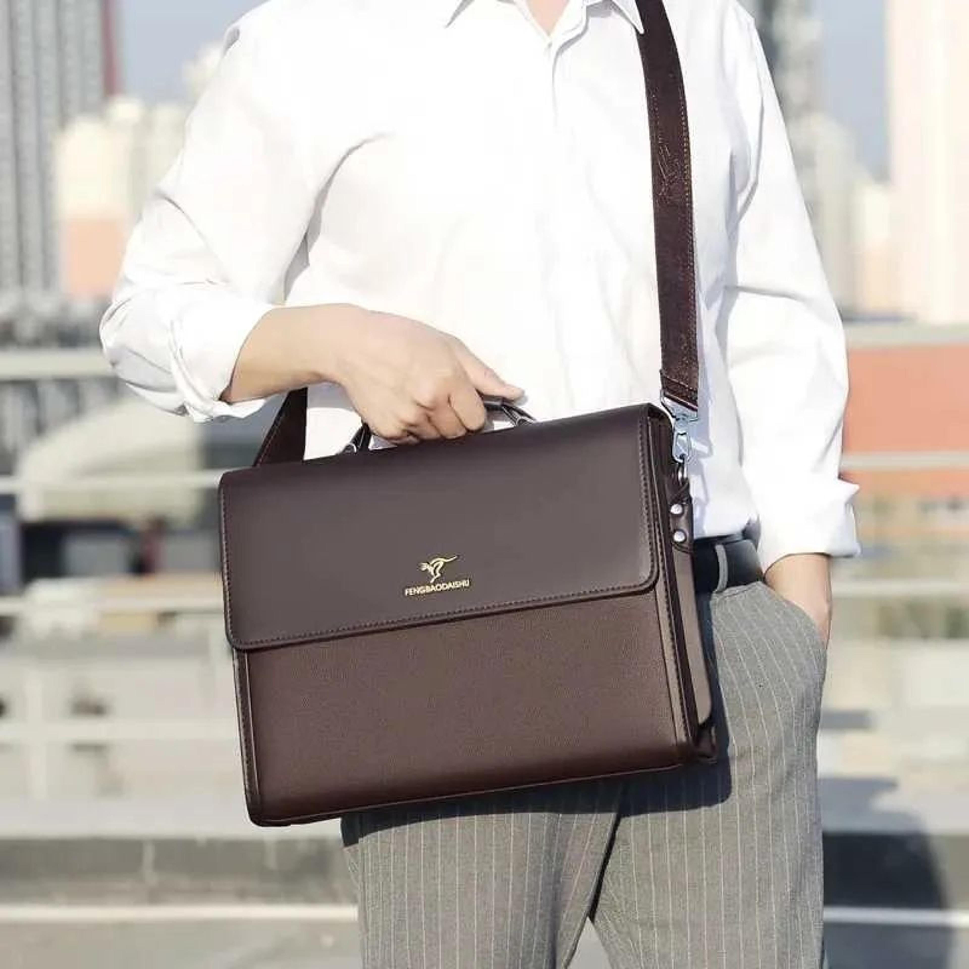 Mens Business Briefcase With Laptop Storage And Crocodile Style Design 3