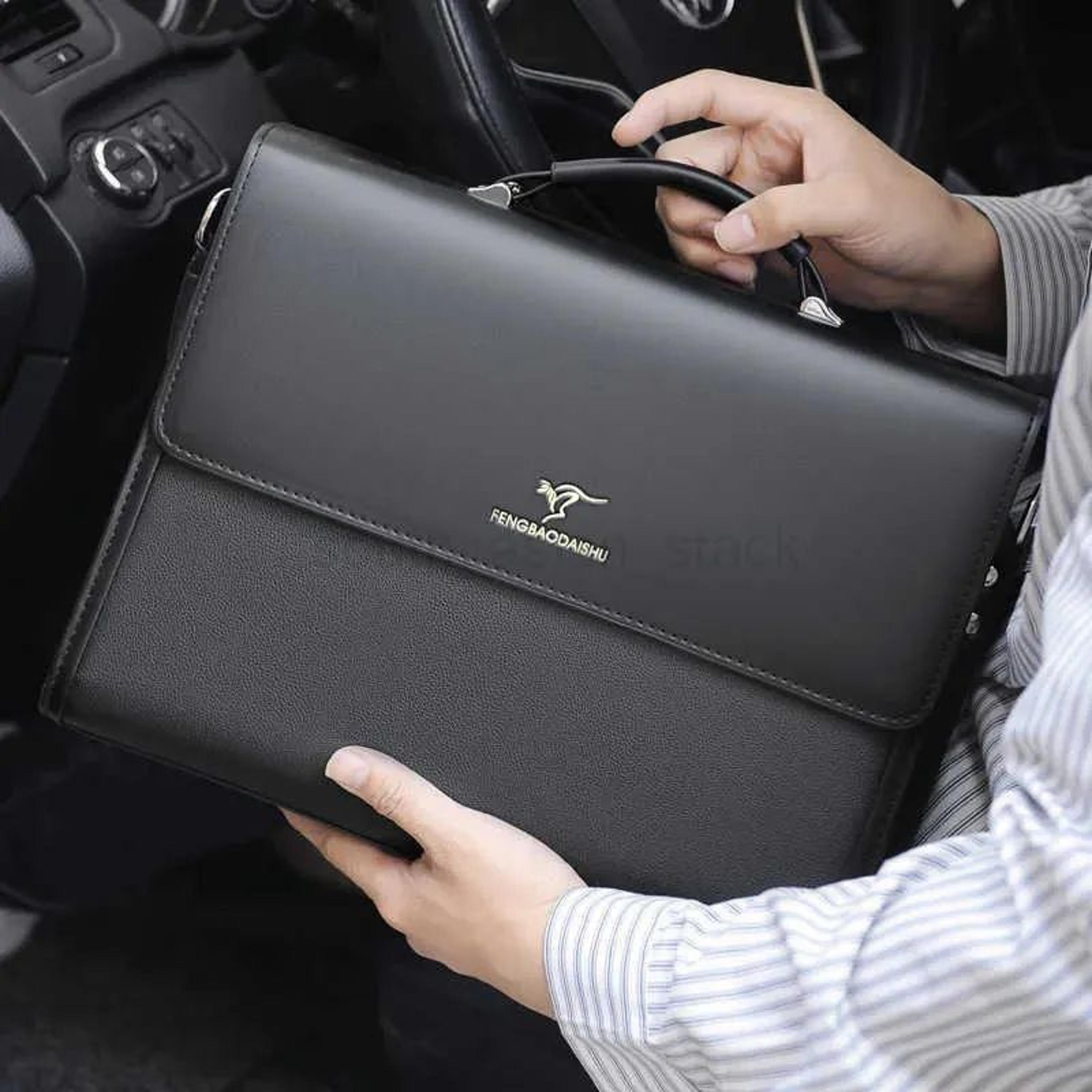 men's business briefcase with laptop storage and crocodile style design