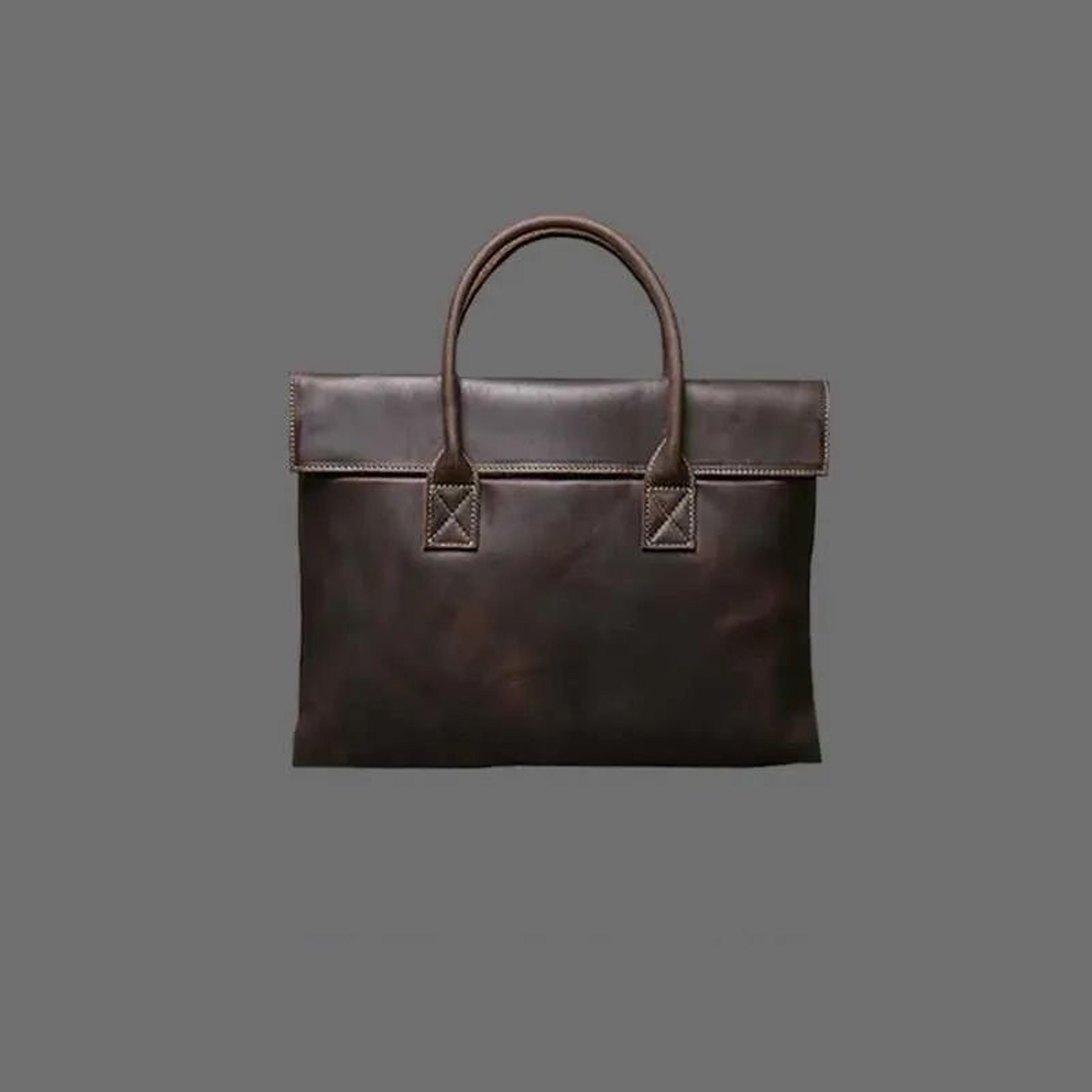 Mens Genuine Leather Briefcase Vintage Business Laptop Messenger Shoulder Bag 6