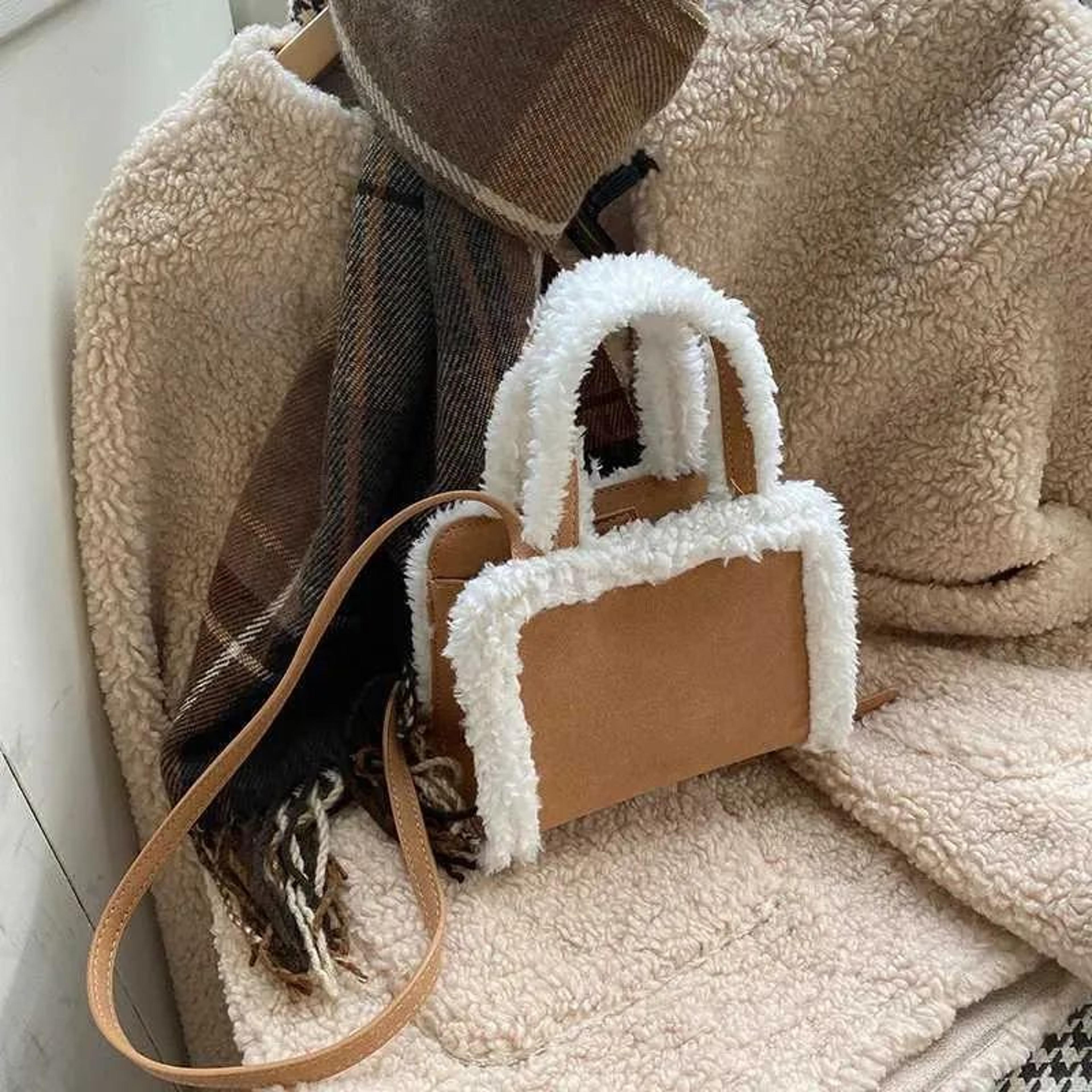 Winter Plush Crossbody Bag With Wide Shoulder Strap And Zipper Closure 4