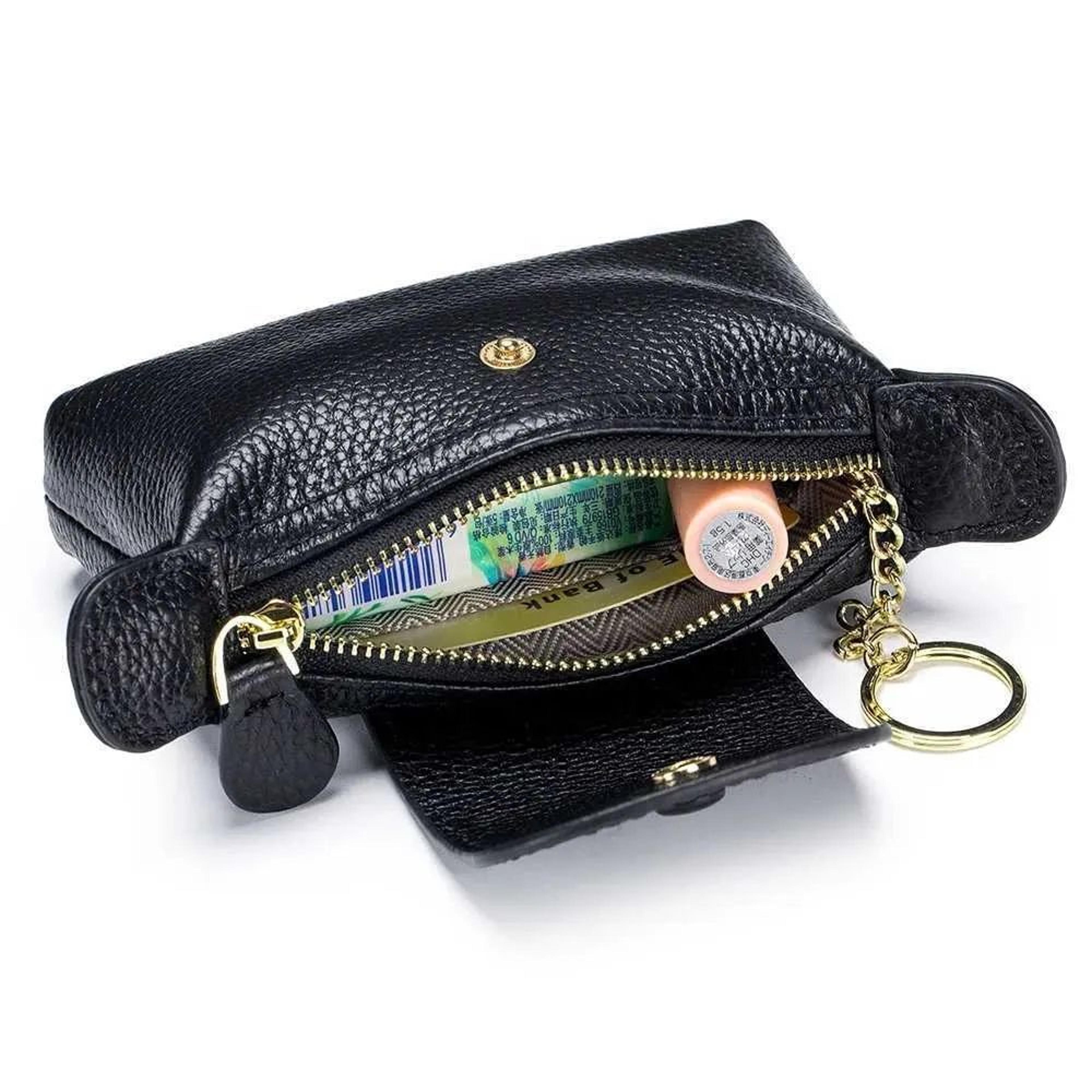 Mens Compact Coin Wallet With Zipper Closure And Mini Card Holder Design 2
