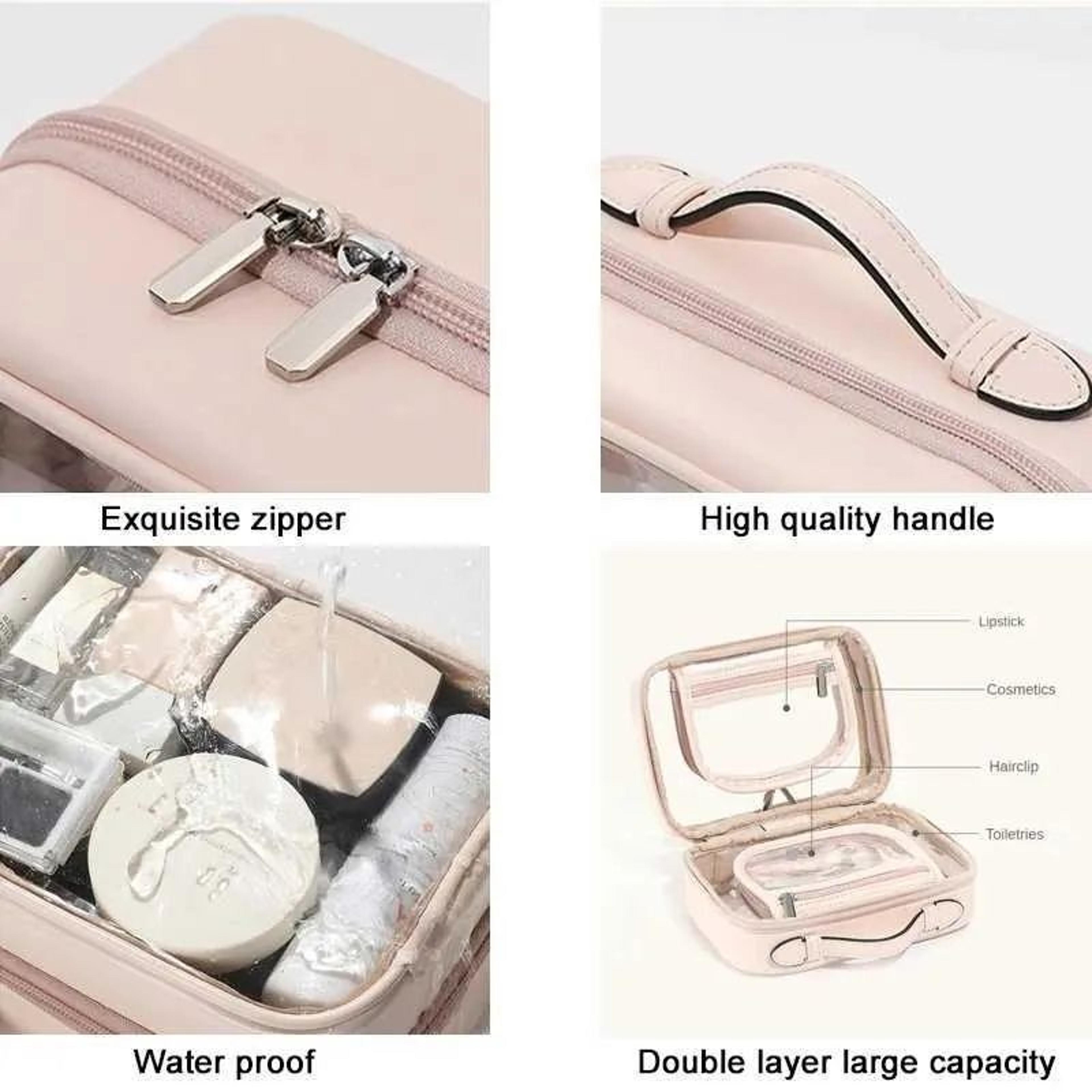 Waterproof Aluminum Makeup Bag With Double Layer Cosmetic Storage For Travel 3
