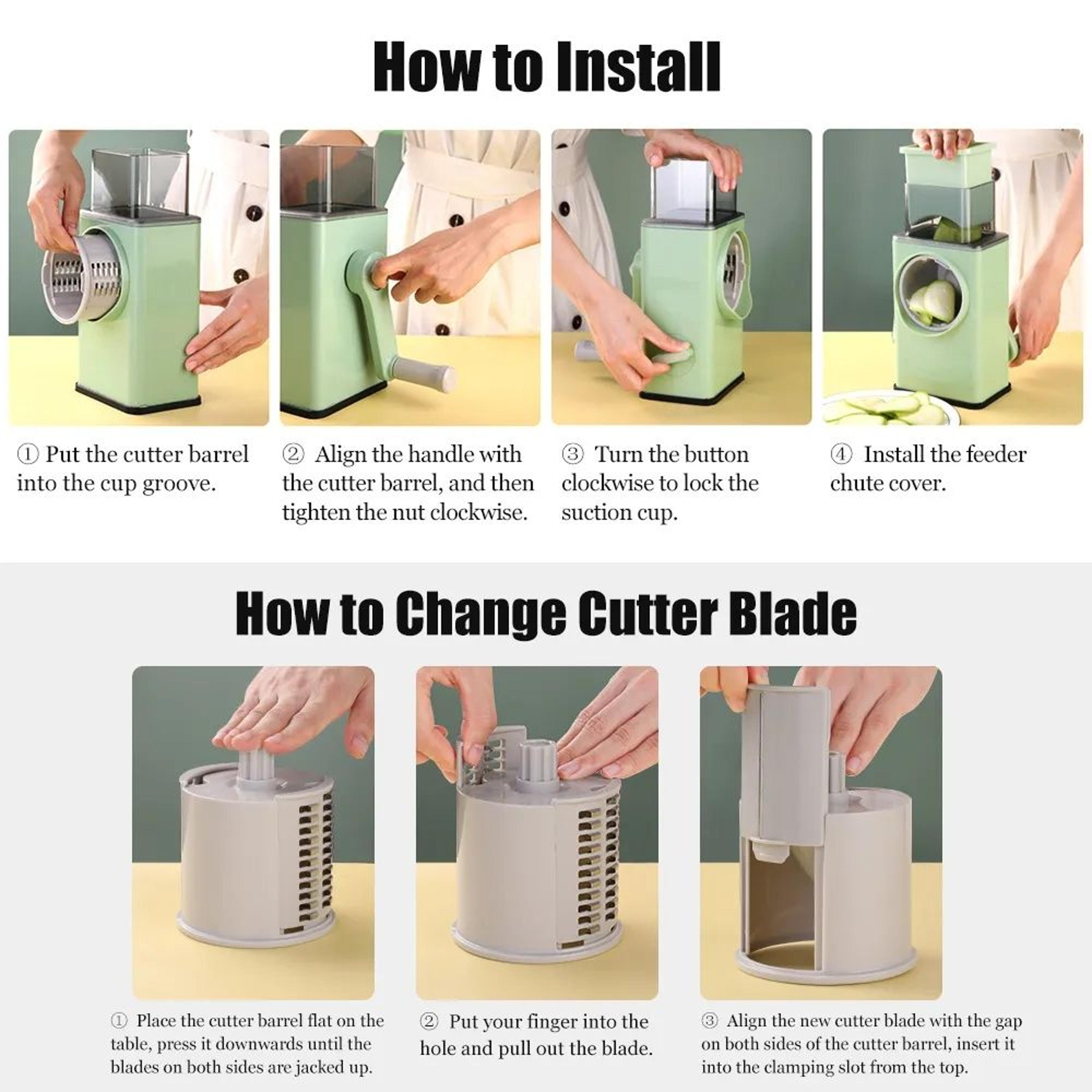 Manual Vegetable Slicer And Rotary Grater With Stainless Steel Blades 4