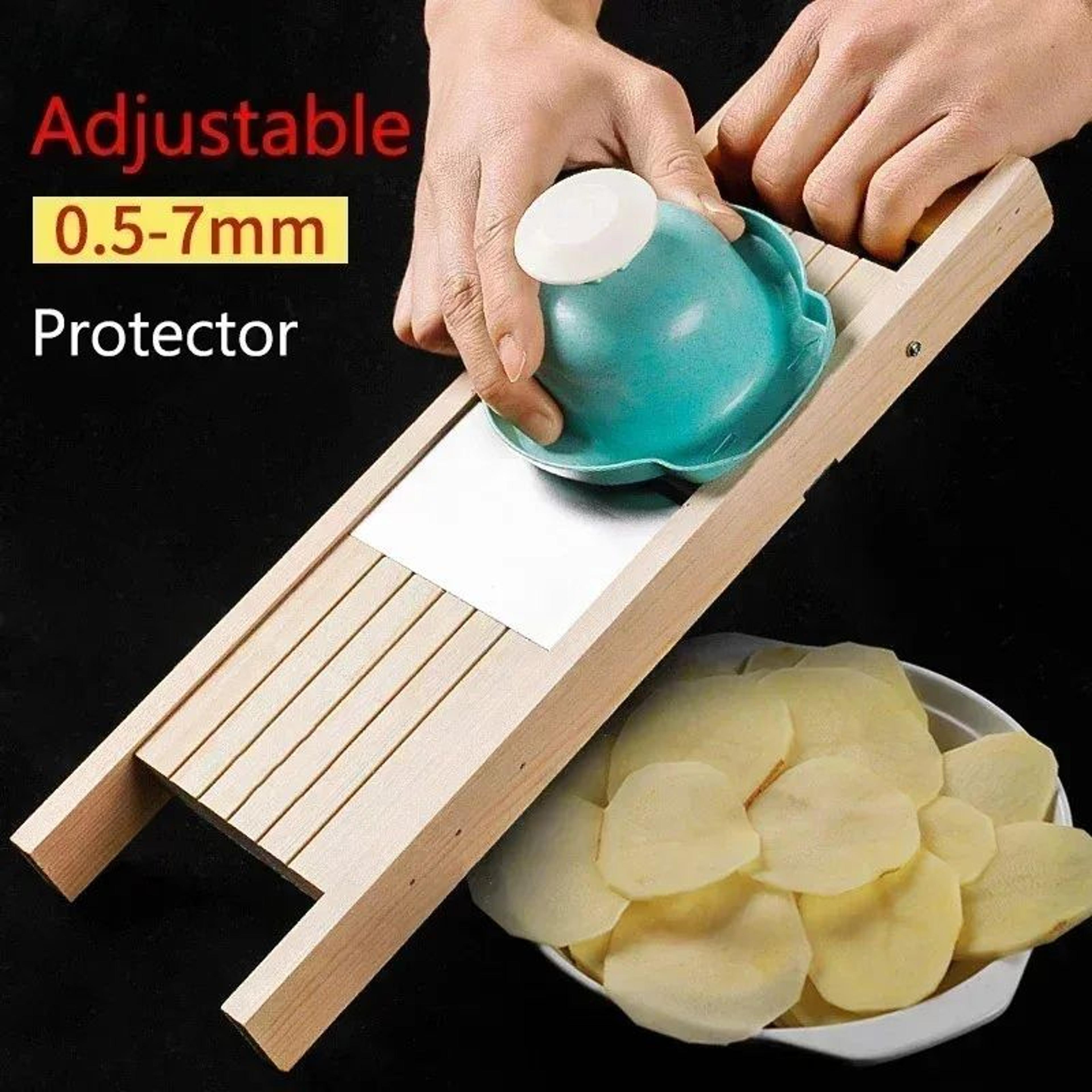 Adjustable Wooden Vegetable Slicer With Stainless Steel Blade 1