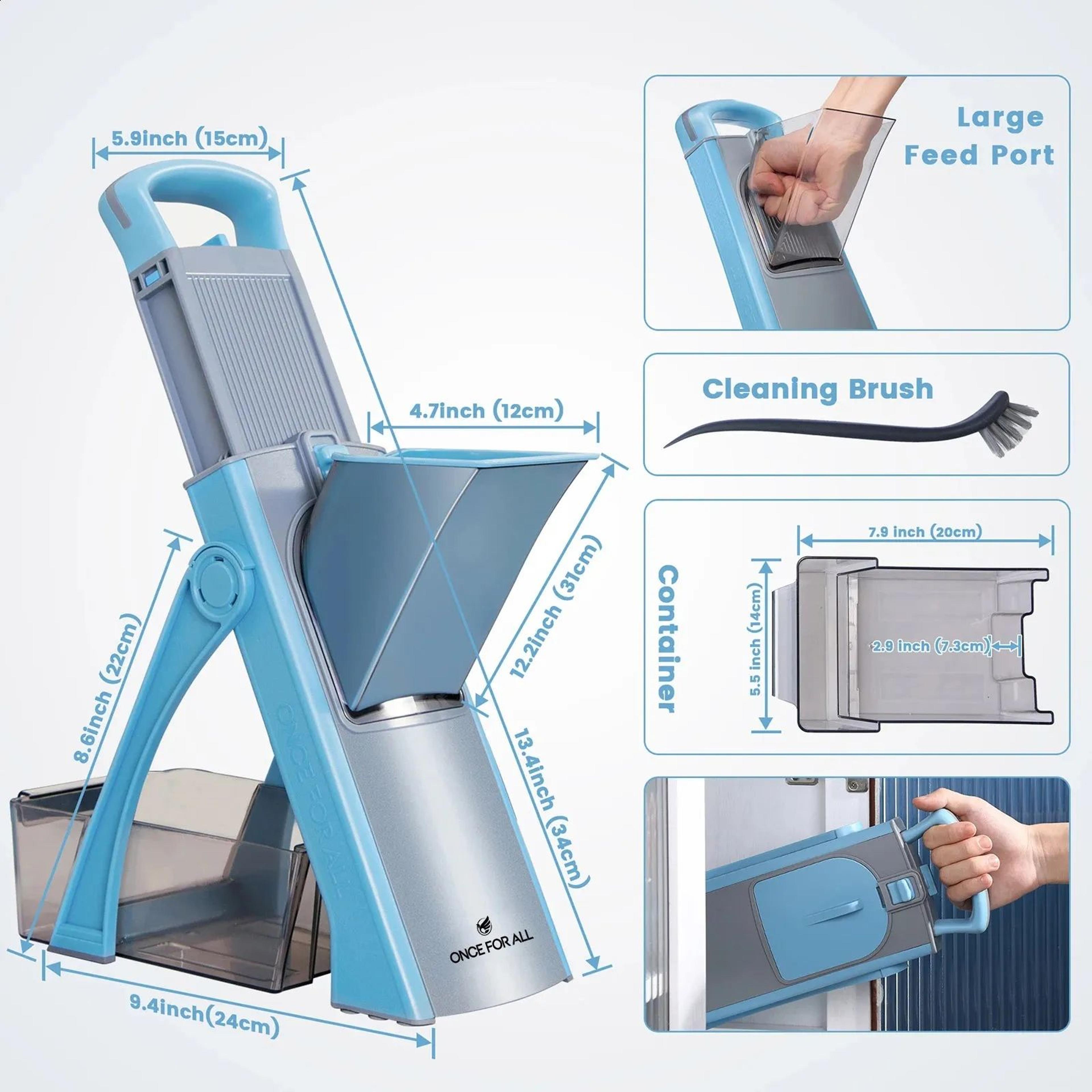 Mandoline Vegetable Slicer With Adjustable Stainless Steel Blades And Julienne Cutter 5