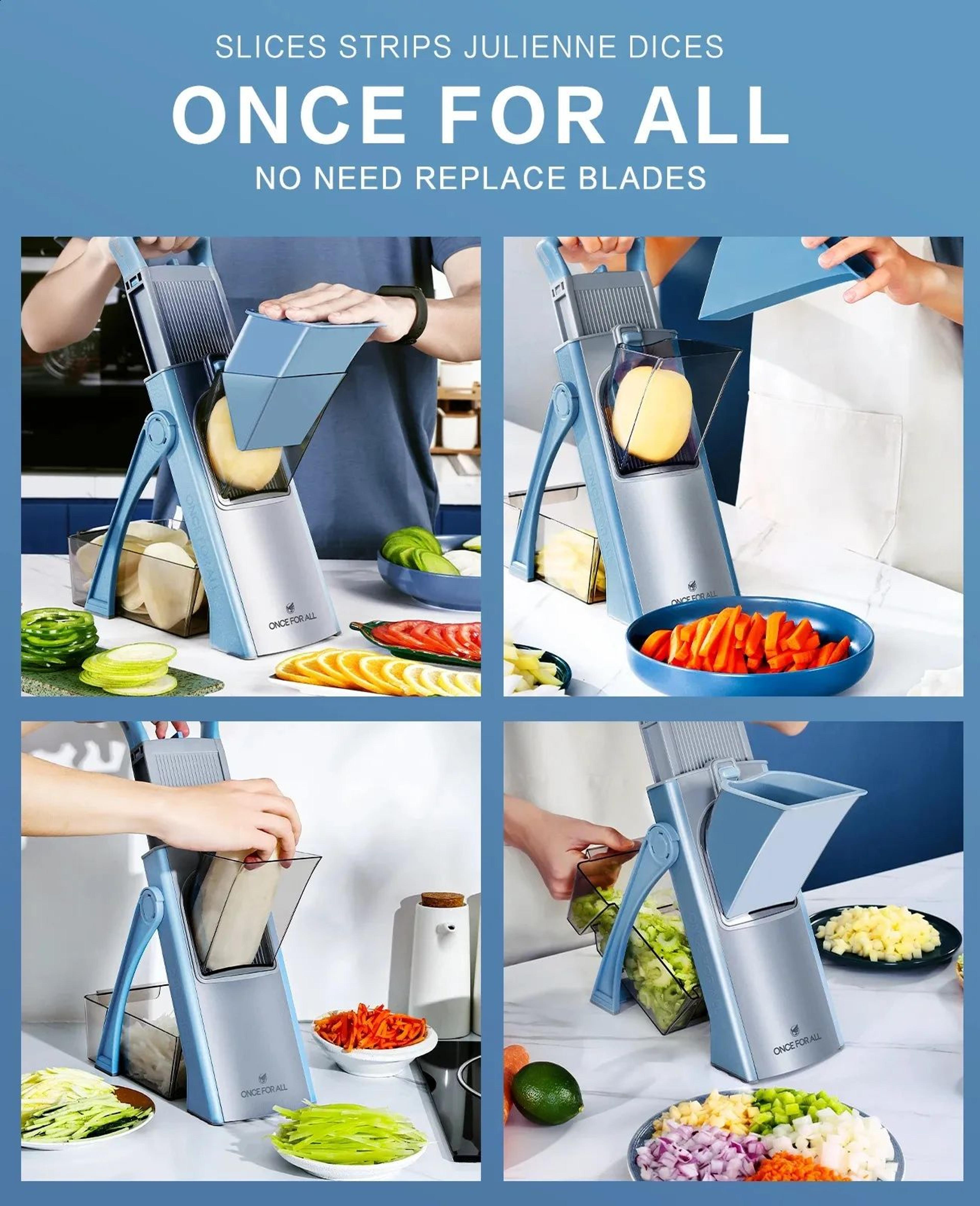 Mandoline Vegetable Slicer With Adjustable Stainless Steel Blades And Julienne Cutter 4