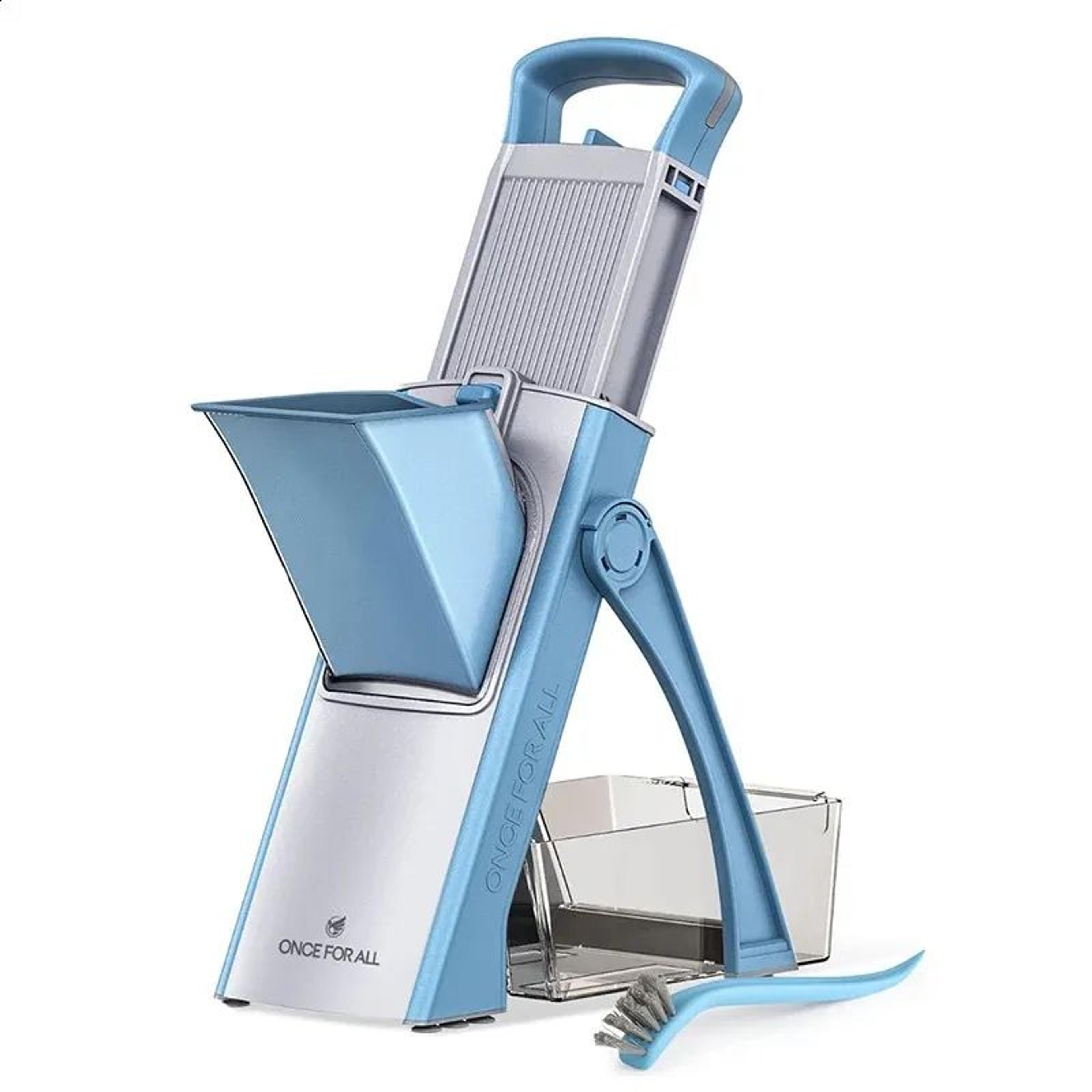 mandoline vegetable slicer with adjustable stainless steel blades and julienne cutter