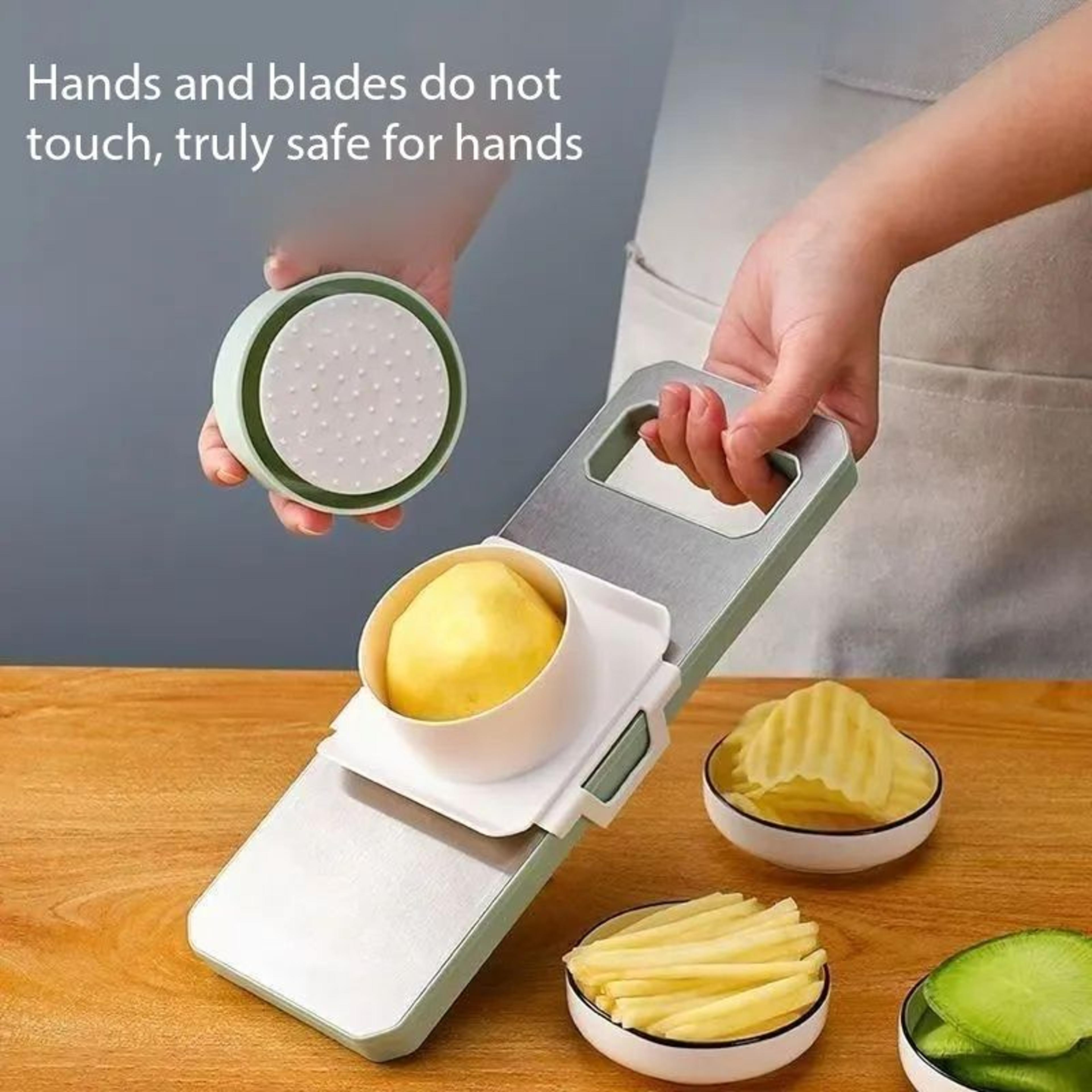 Adjustable Stainless Steel Mandoline Slicer With Safety Holder 6