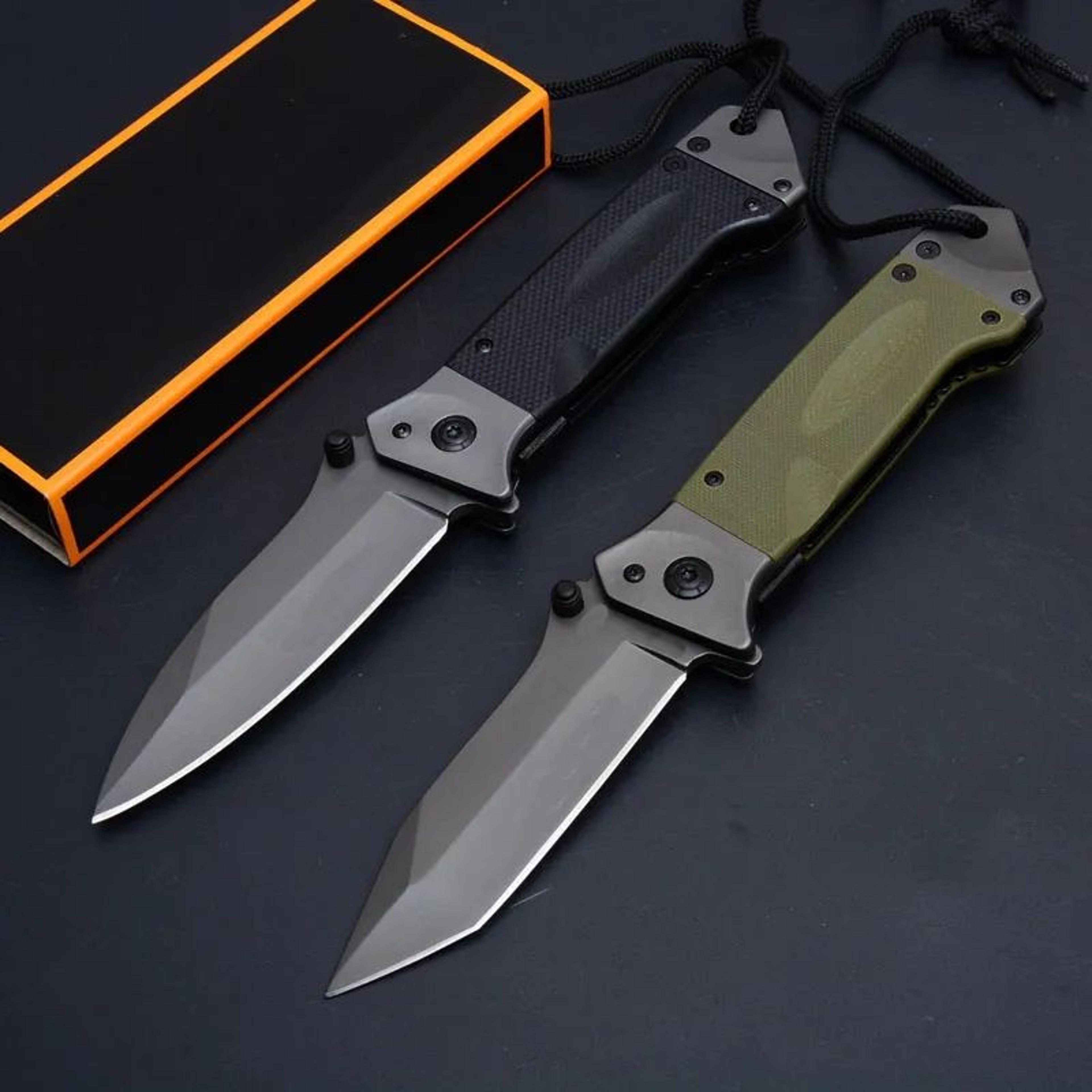 tactical flipper folding knife with titanium coated blade and handle
