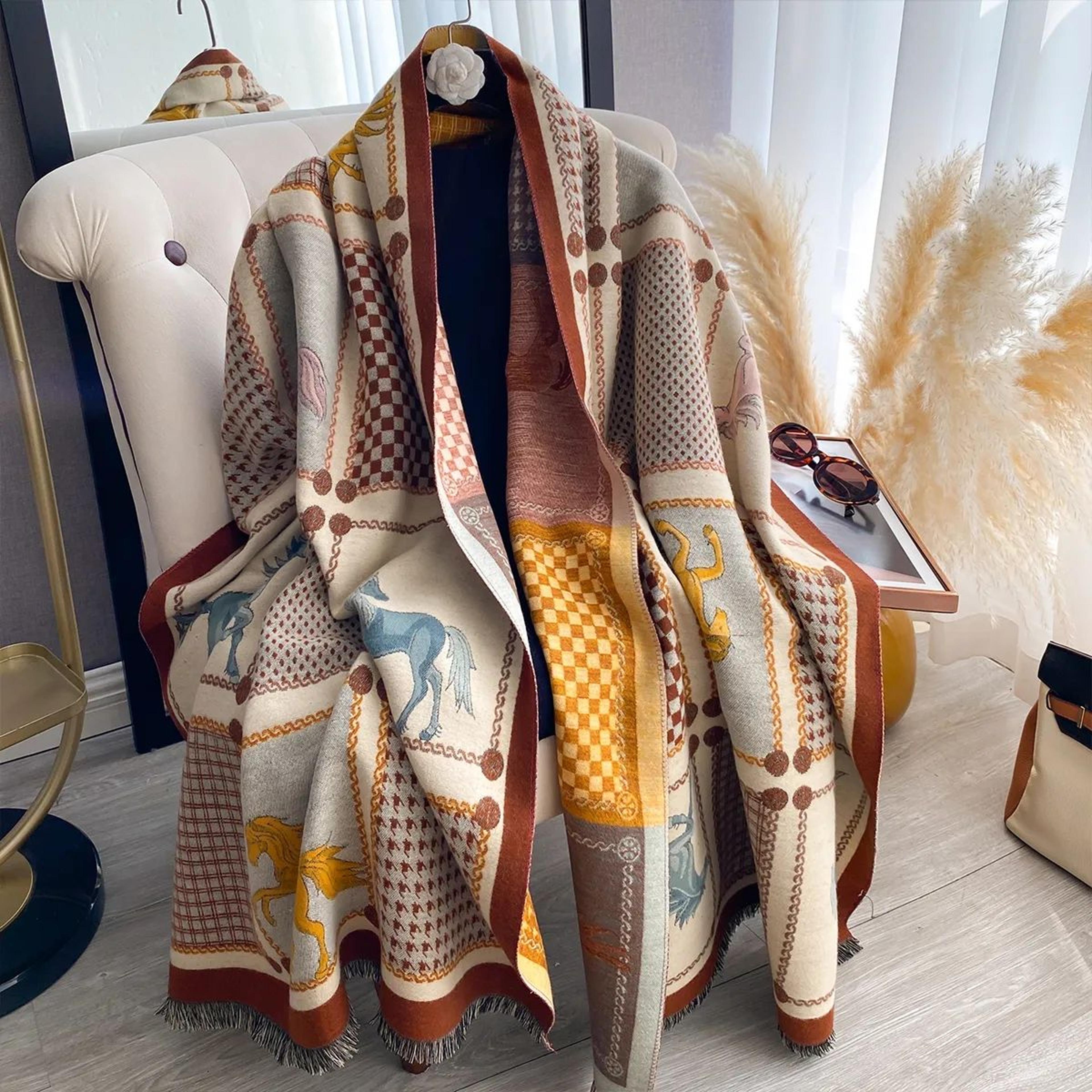 Womens Double Sided Plaid And Animal Print Pashmina Scarf Shawl For Fall And Winter 2