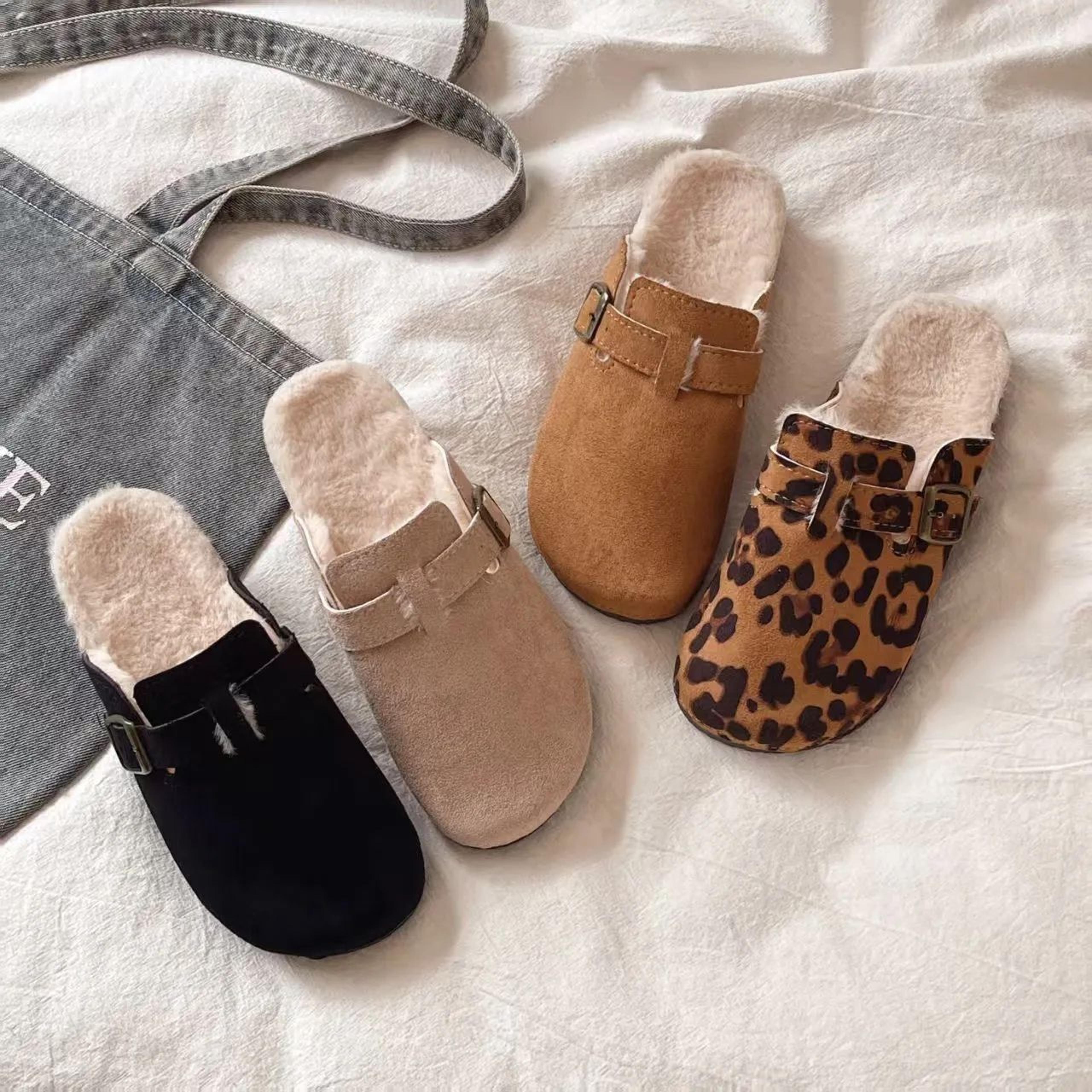 women's platform slippers with fuzzy lining and non slip thick sole