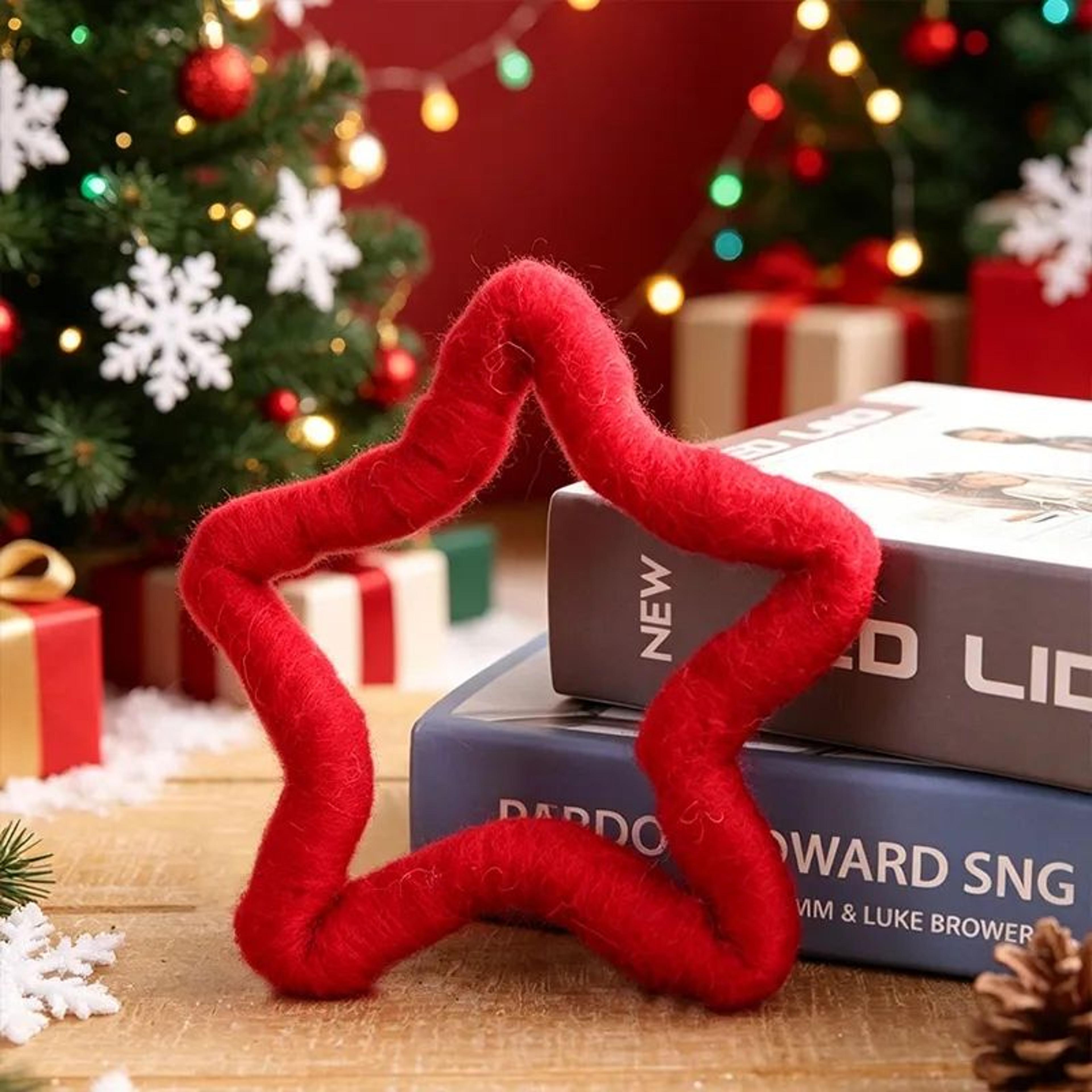 Wool Felt Star Christmas Ornament Hollow Hanging Holiday Tree Decoration 1