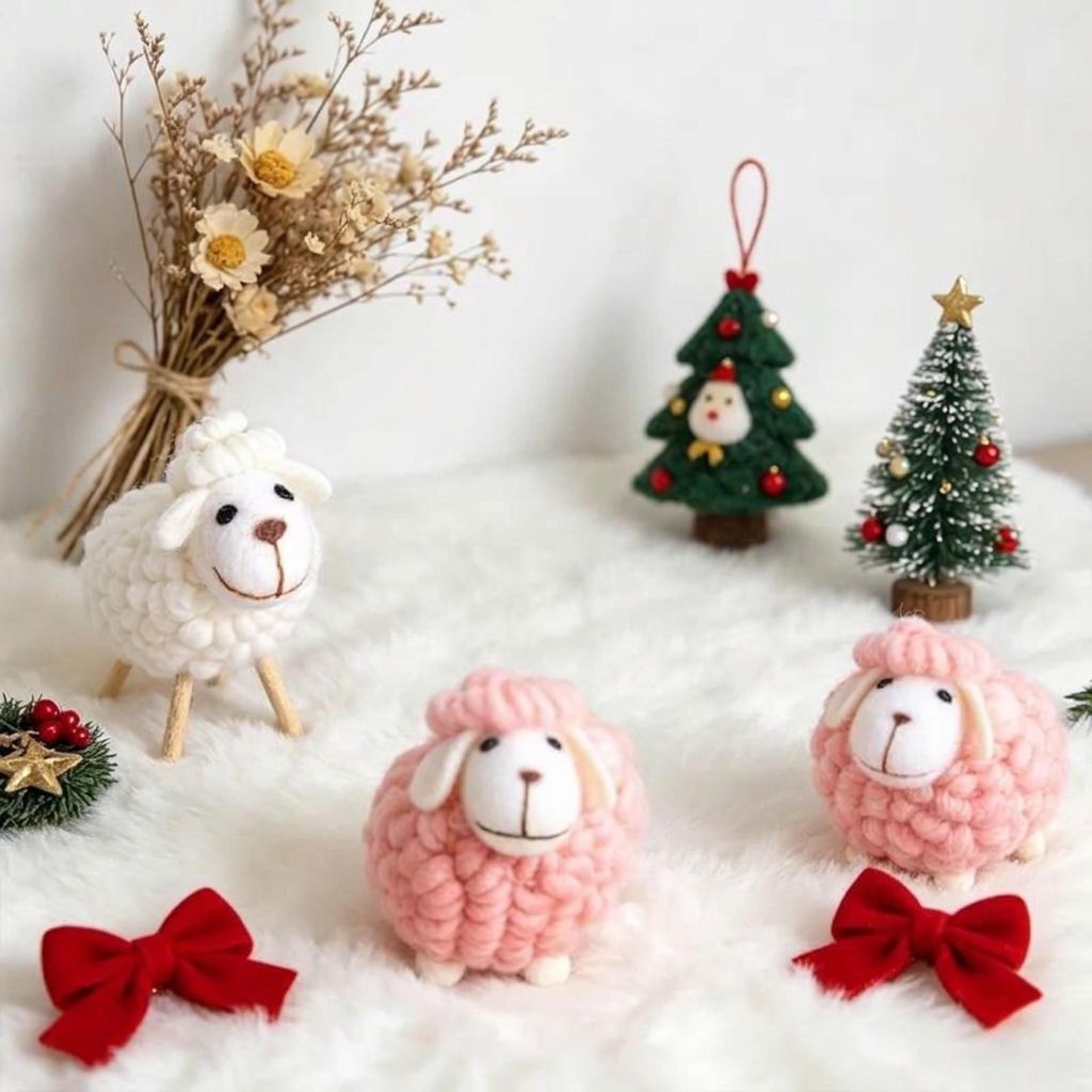 diy felt sheep ornament craft kit for christmas decorations and hanging pendants