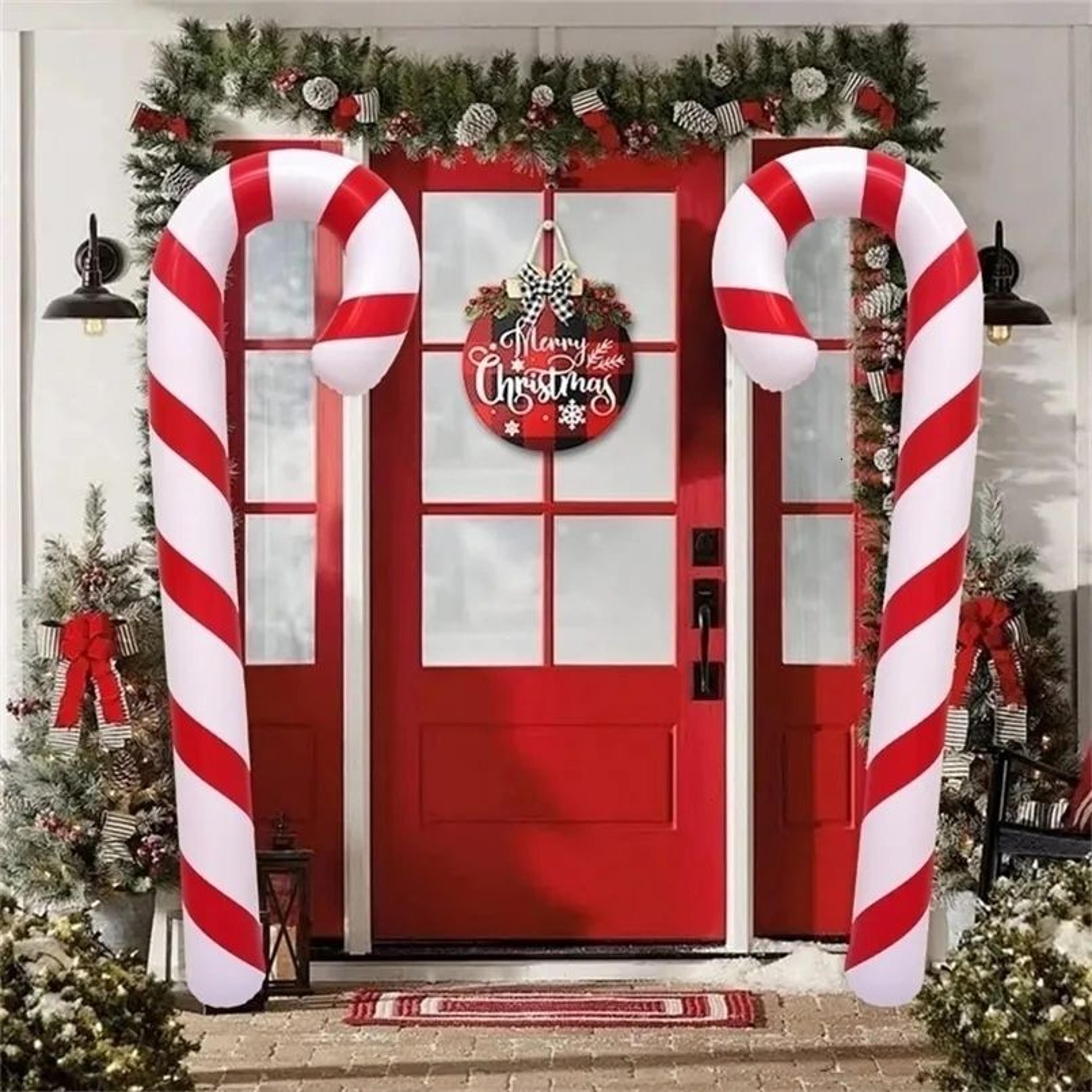 Christmas Inflatable Candy Cane Balloon Red And White Holiday Decoration 6